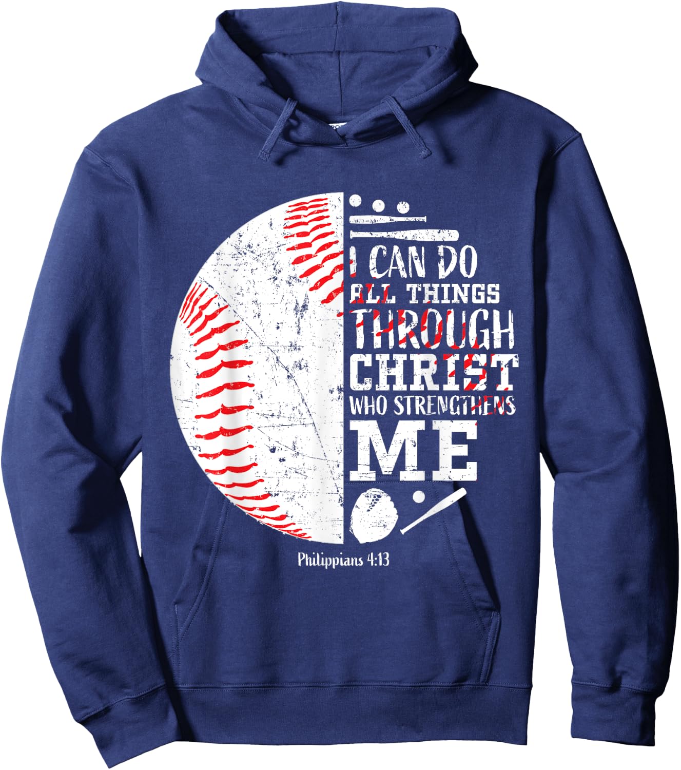 Christian Baseball Philippians 4:13 I Can Do All Things Hoodie - Hoodie | Navy