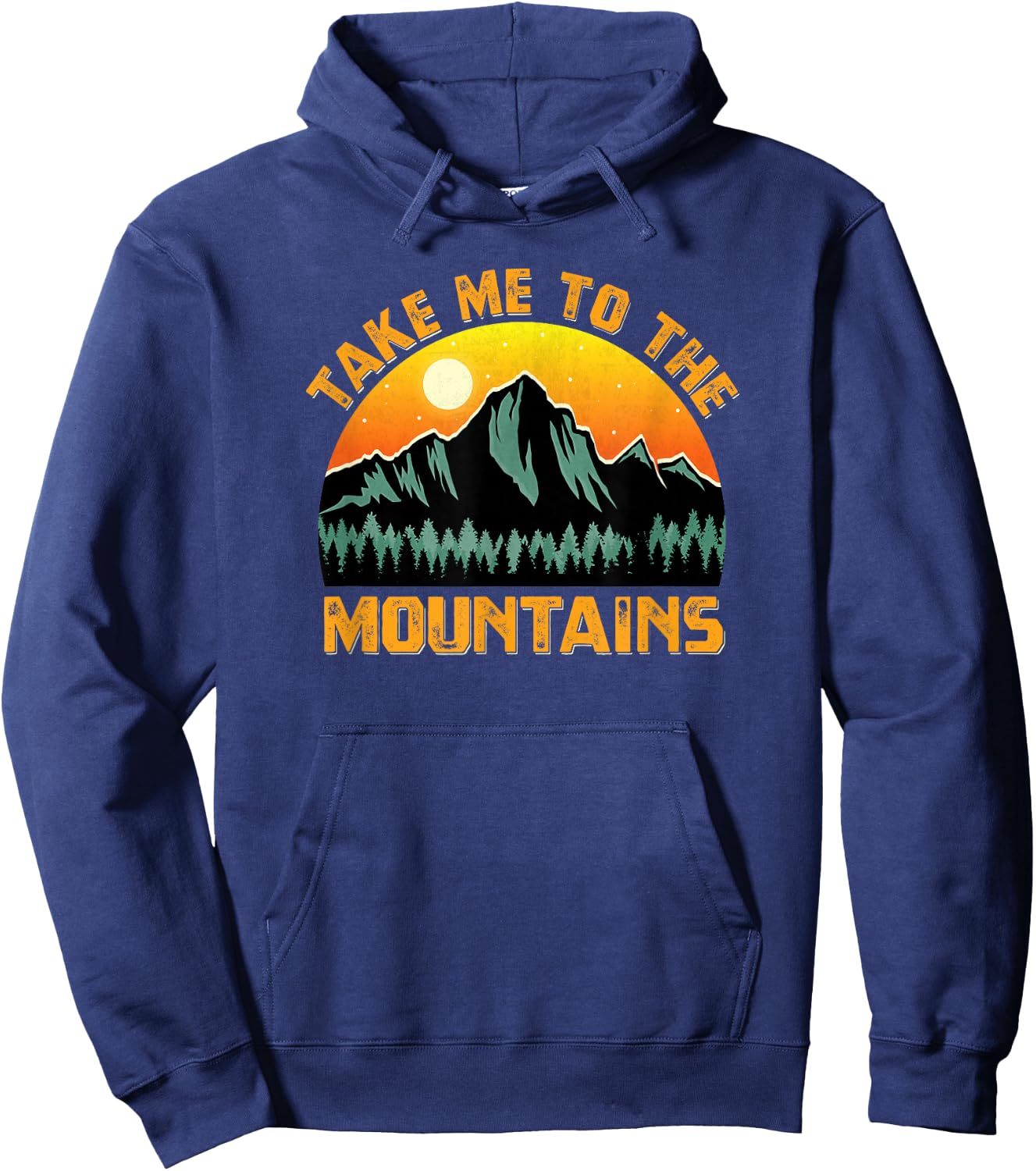 Take Me To The Mountains Vintage Style Outdoor Sunset Hoodie - Hoodie | Navy