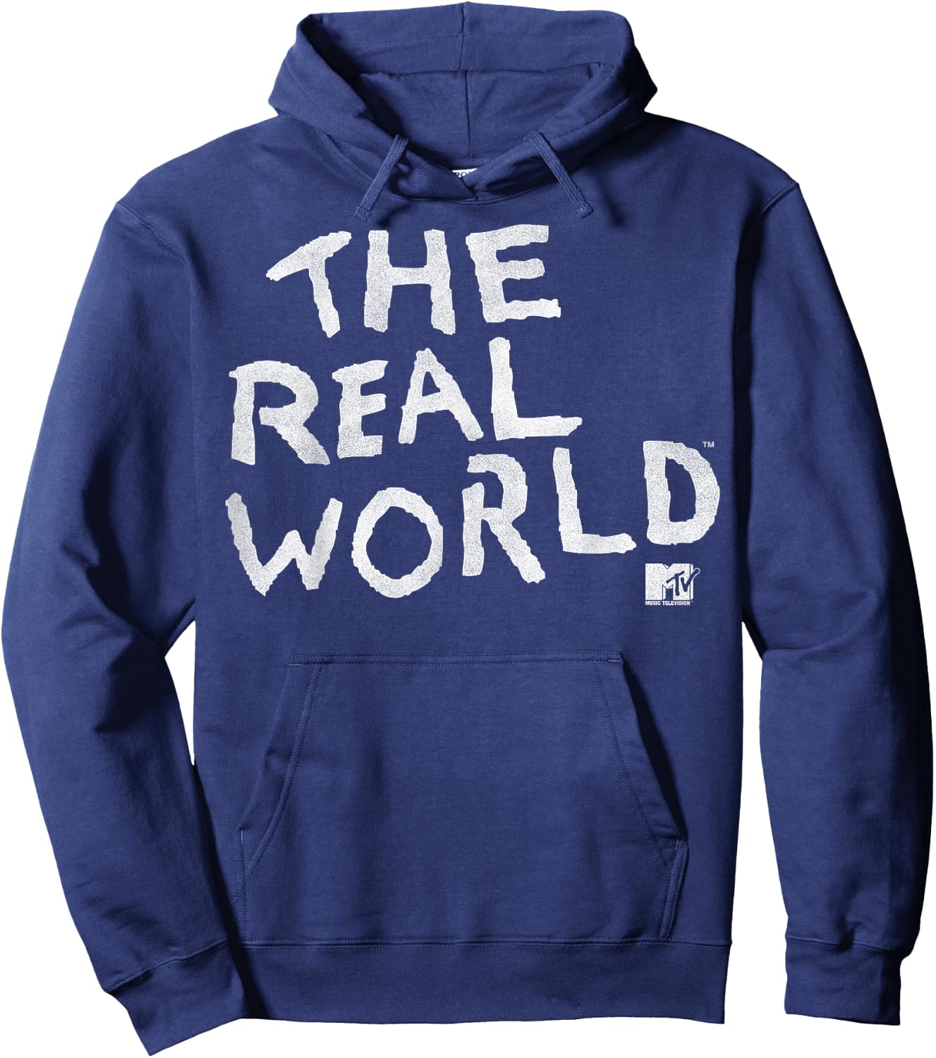 MTV The Real World White Text Title Logo Hoodie - Hoodie | Navy