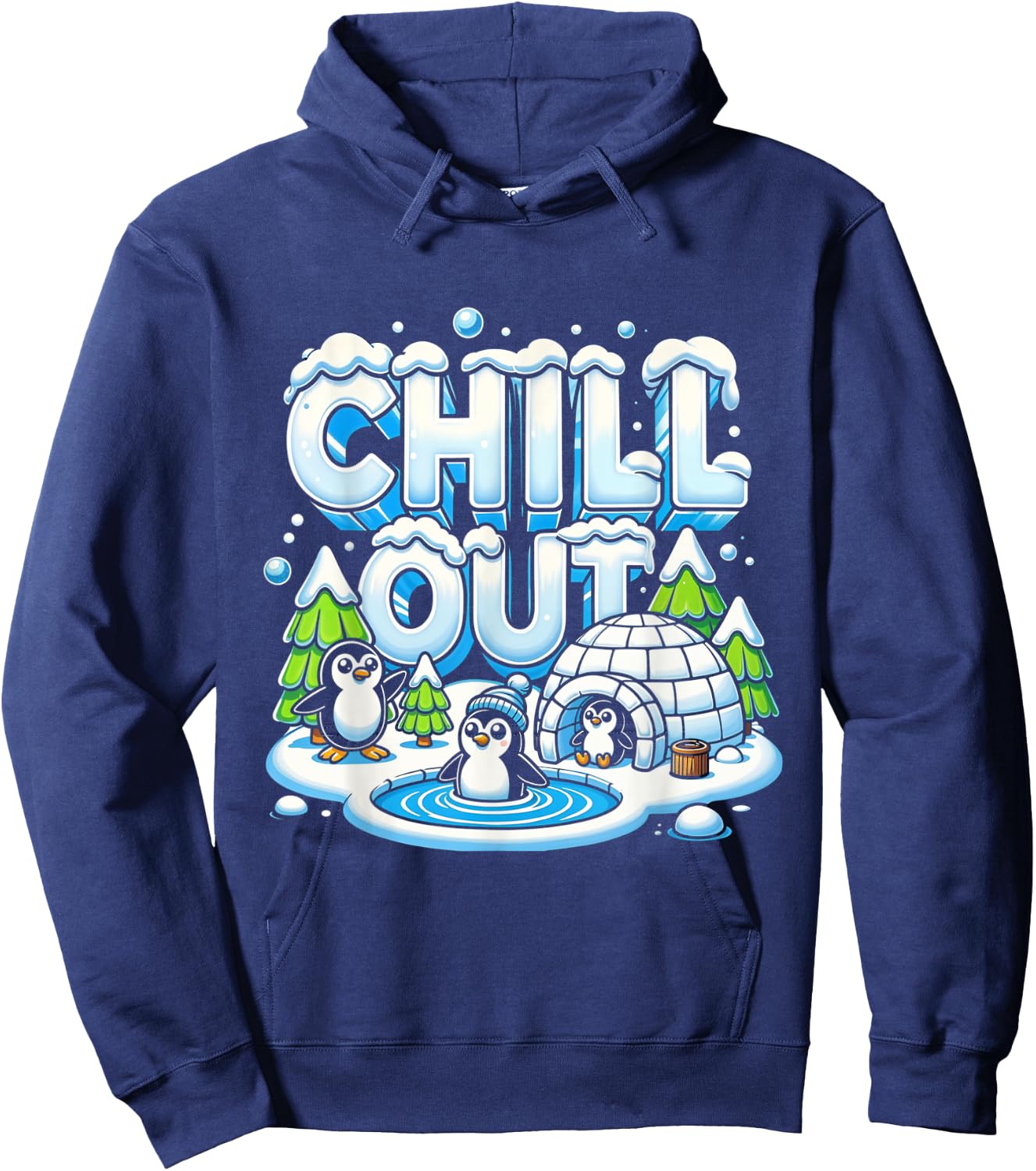 Antarctica Penguin Chill Out Shirt Cute Winter Penguin Igloo Hoodie - Hoodie | Navy