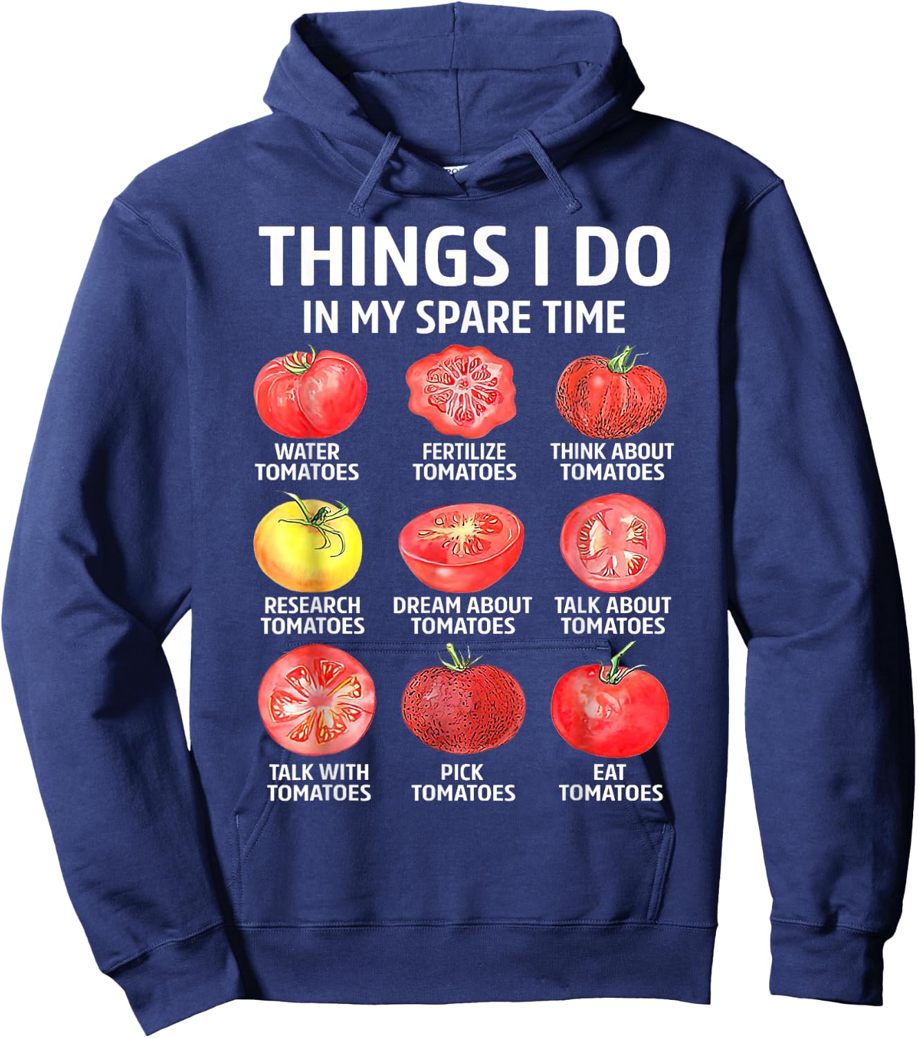 Retro Things I Do in My Spare Time Tomatoes Tomato Gardening Hoodie - Hoodie | Navy
