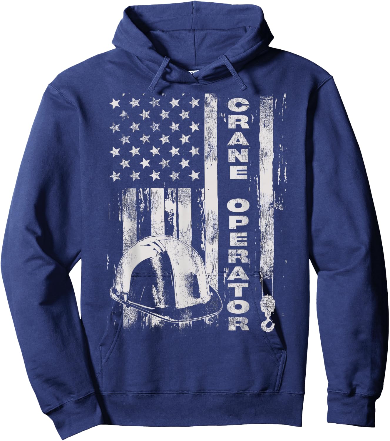 Vintage Crane Operator American Flag Hoodie - Hoodie | Navy