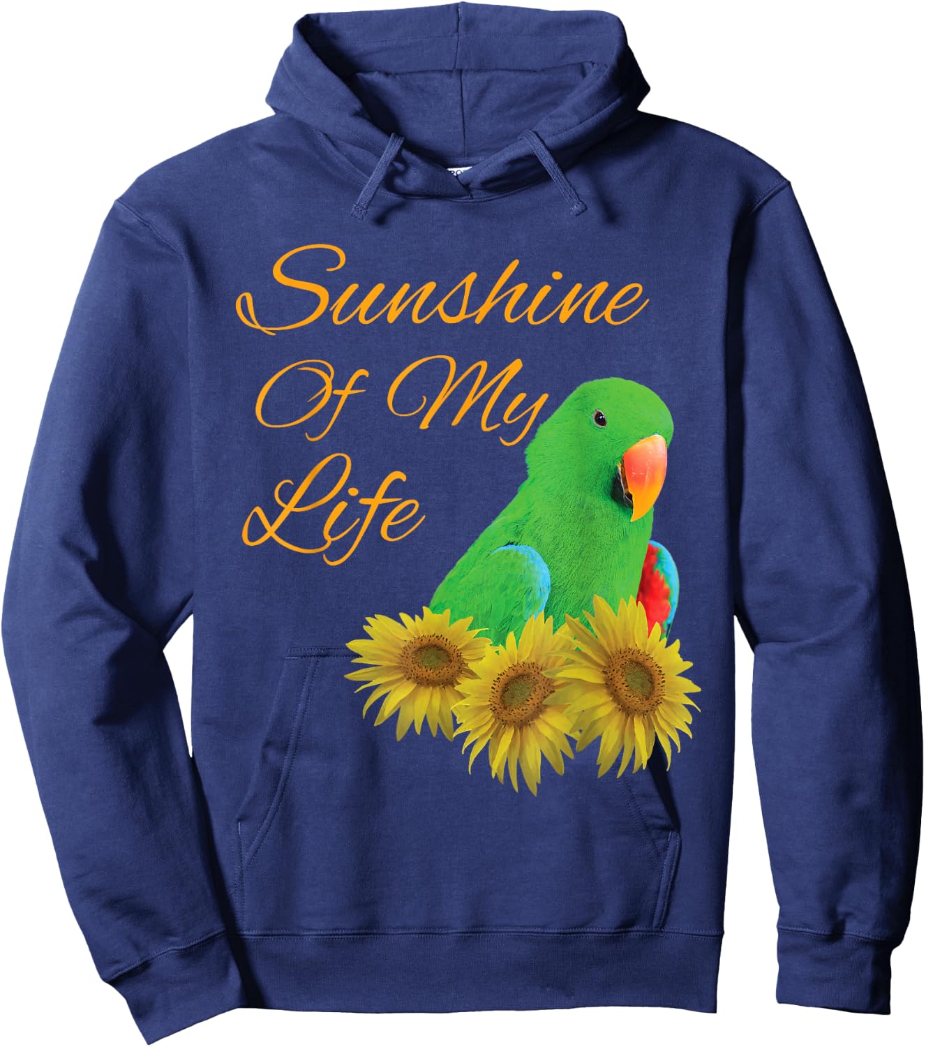 Eclectus Parrot, Male, Sunshine Sunflower Hoodie - Hoodie | Navy