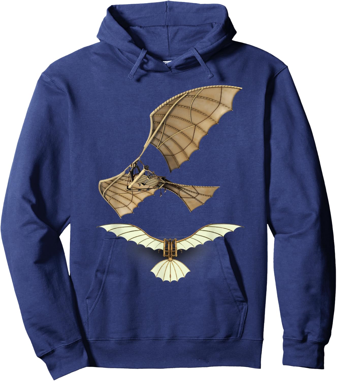 Ornithopter Shirt Leonardo da Vinci Fly Aircraft Sketch Hoodie - Hoodie | Navy