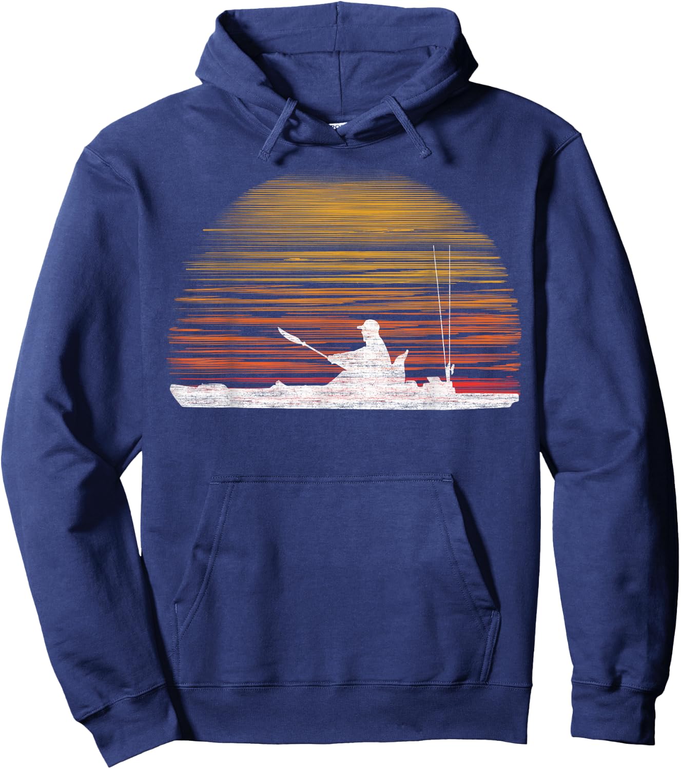 Kayak Fishing Graphic Fisherman Kayaking Angler Vintage Hoodie - Hoodie | Navy