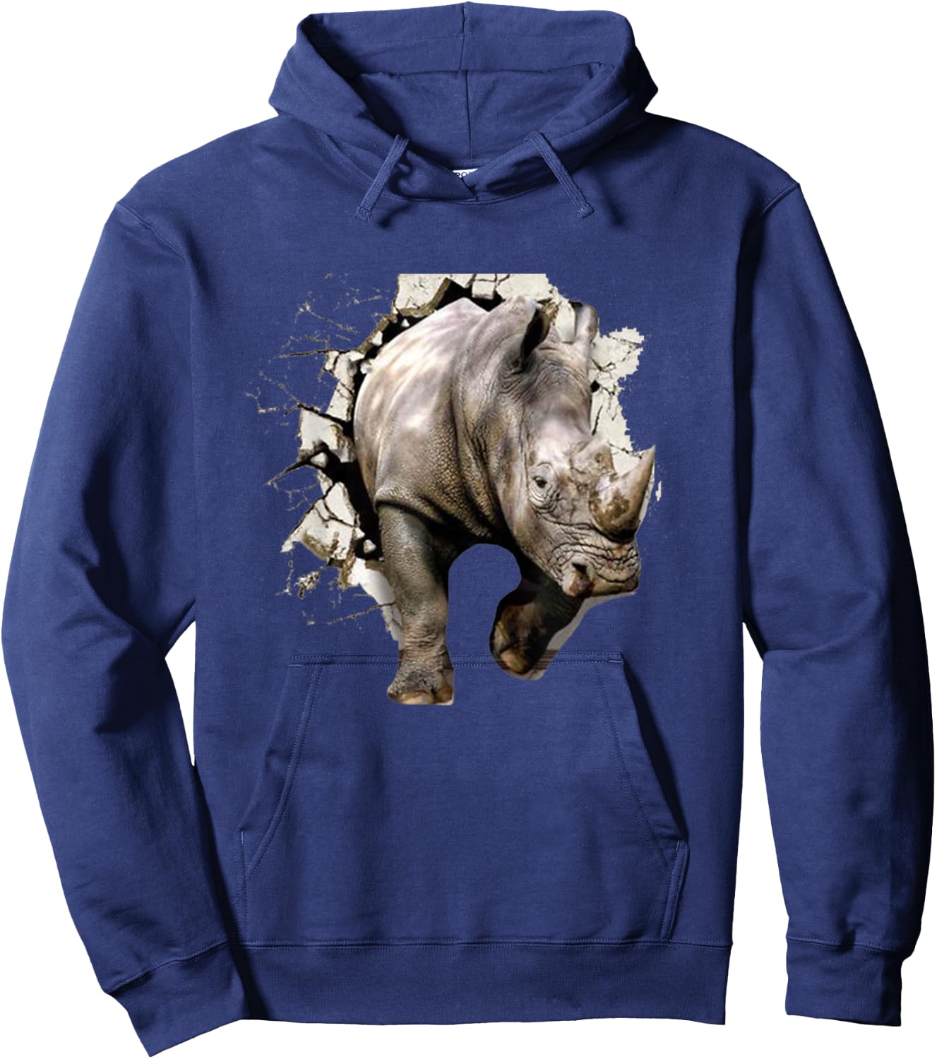 3D Rhino - African Safari Animal Rhinoceros Hoodie - Hoodie | Navy