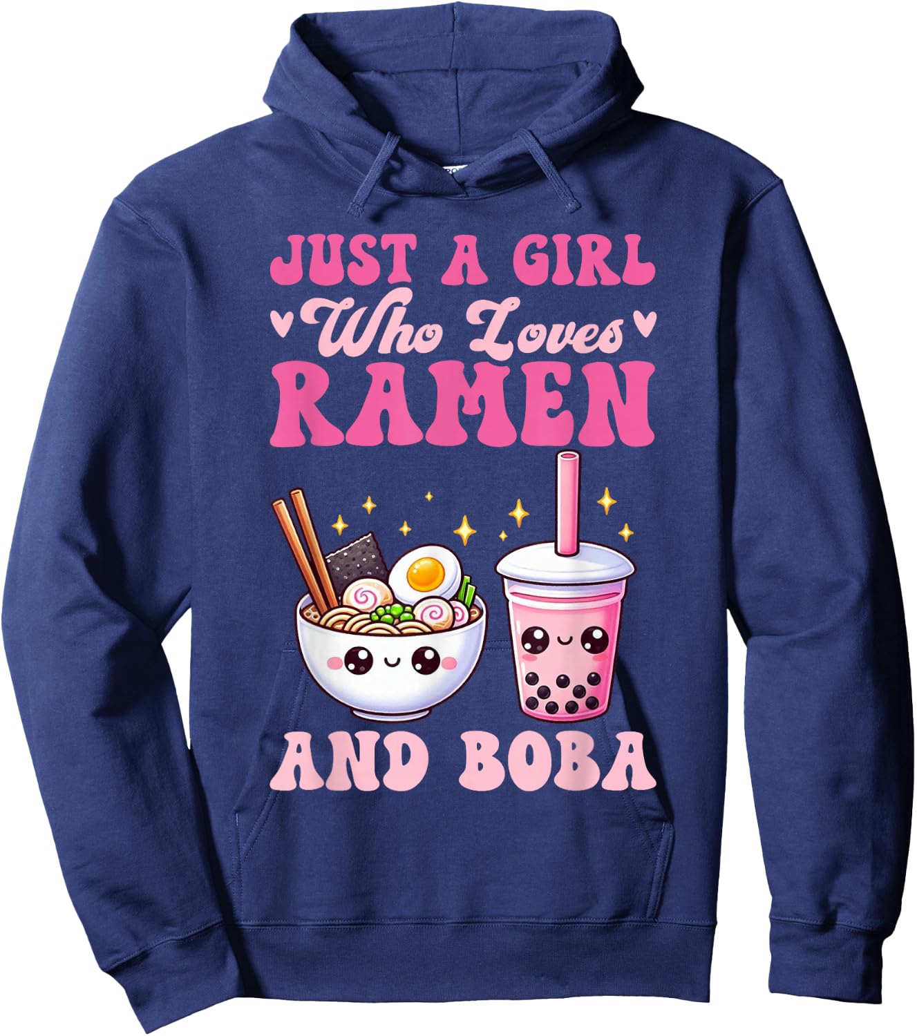Just A Girl Who Loves Ramen And Boba Tea Bubble Tea Noodle Hoodie - Hoodie | Navy