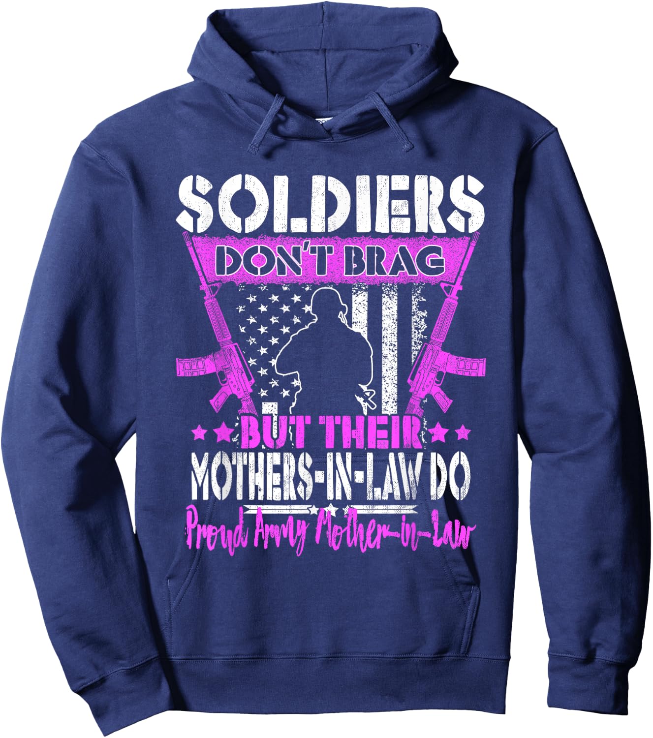 Soldiers Don't Brag - Proud Army Mother-In-Law Military Mom Hoodie - Hoodie | Navy