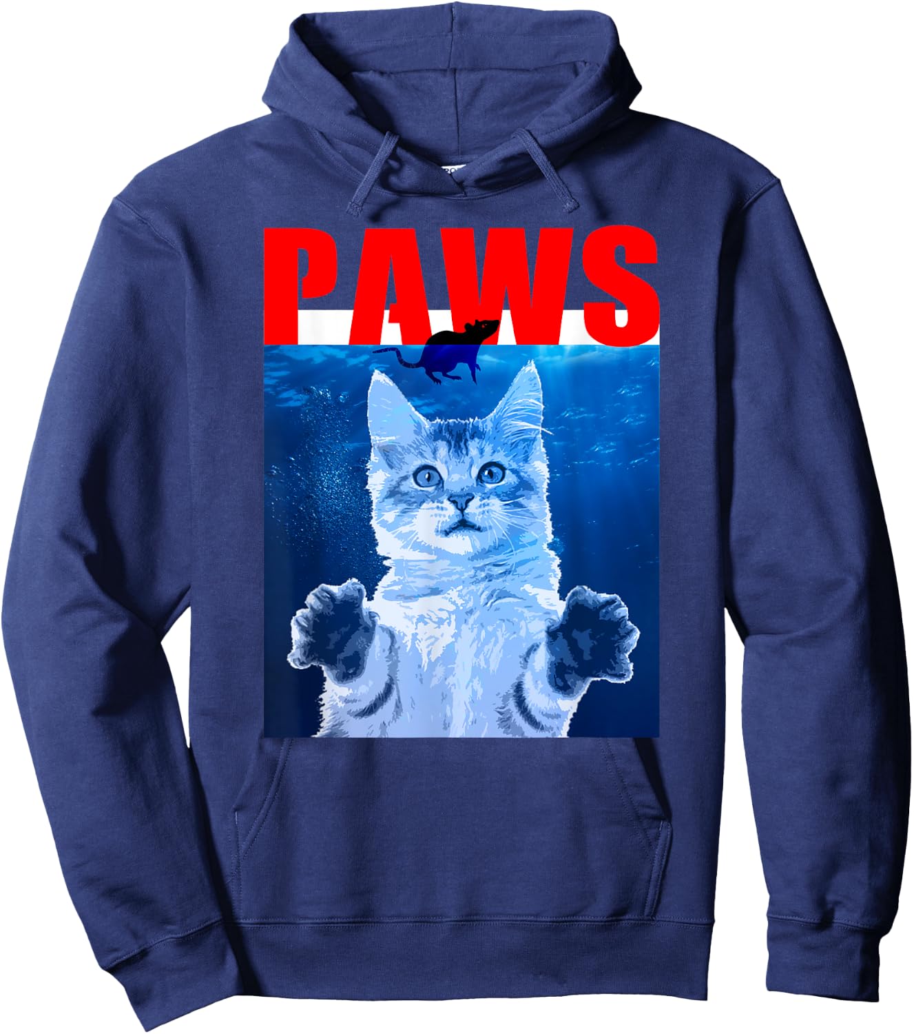 PAWS Funny Cat . Parody For Shark And Cat Lovers Women Kids Hoodie - Hoodie | Navy