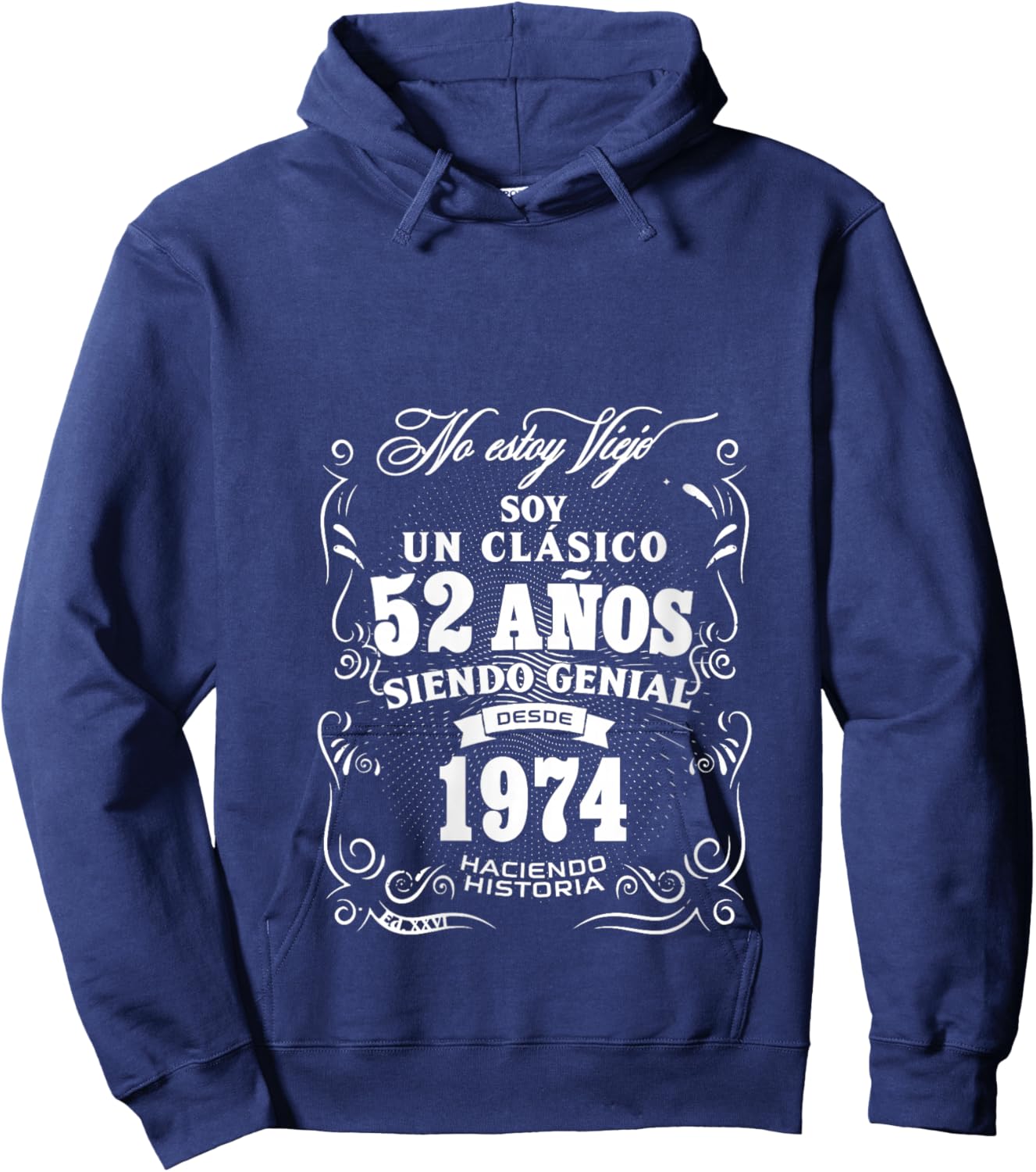 Women's Vintage 52nd Birthday Men Funny 1974 52 Birthday Spanish V-Neck Hoodie - Hoodie | Navy