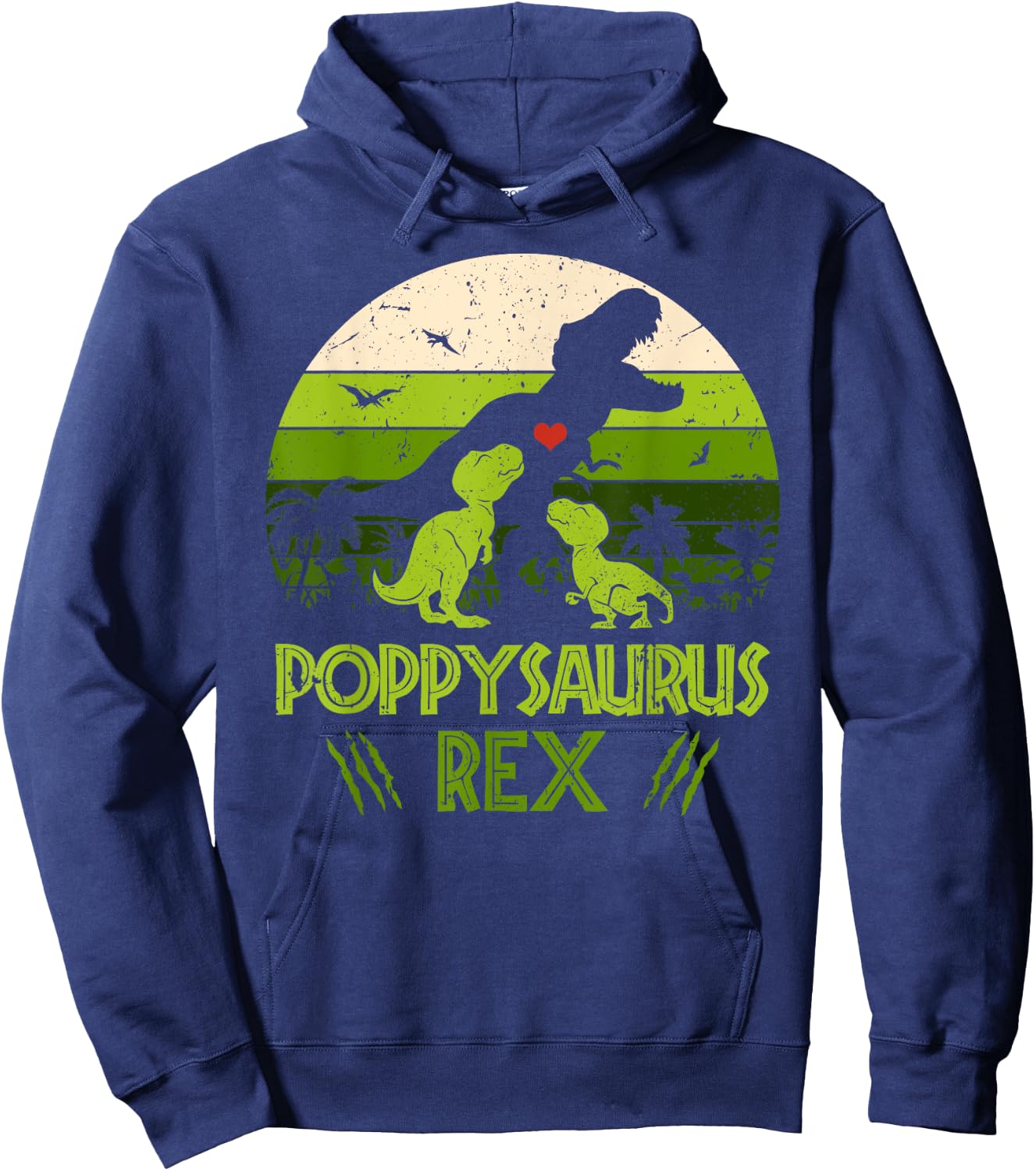 Poppysaurus Rex 2 Kids Sunset For Fathers Day Gift Hoodie - Hoodie | Navy