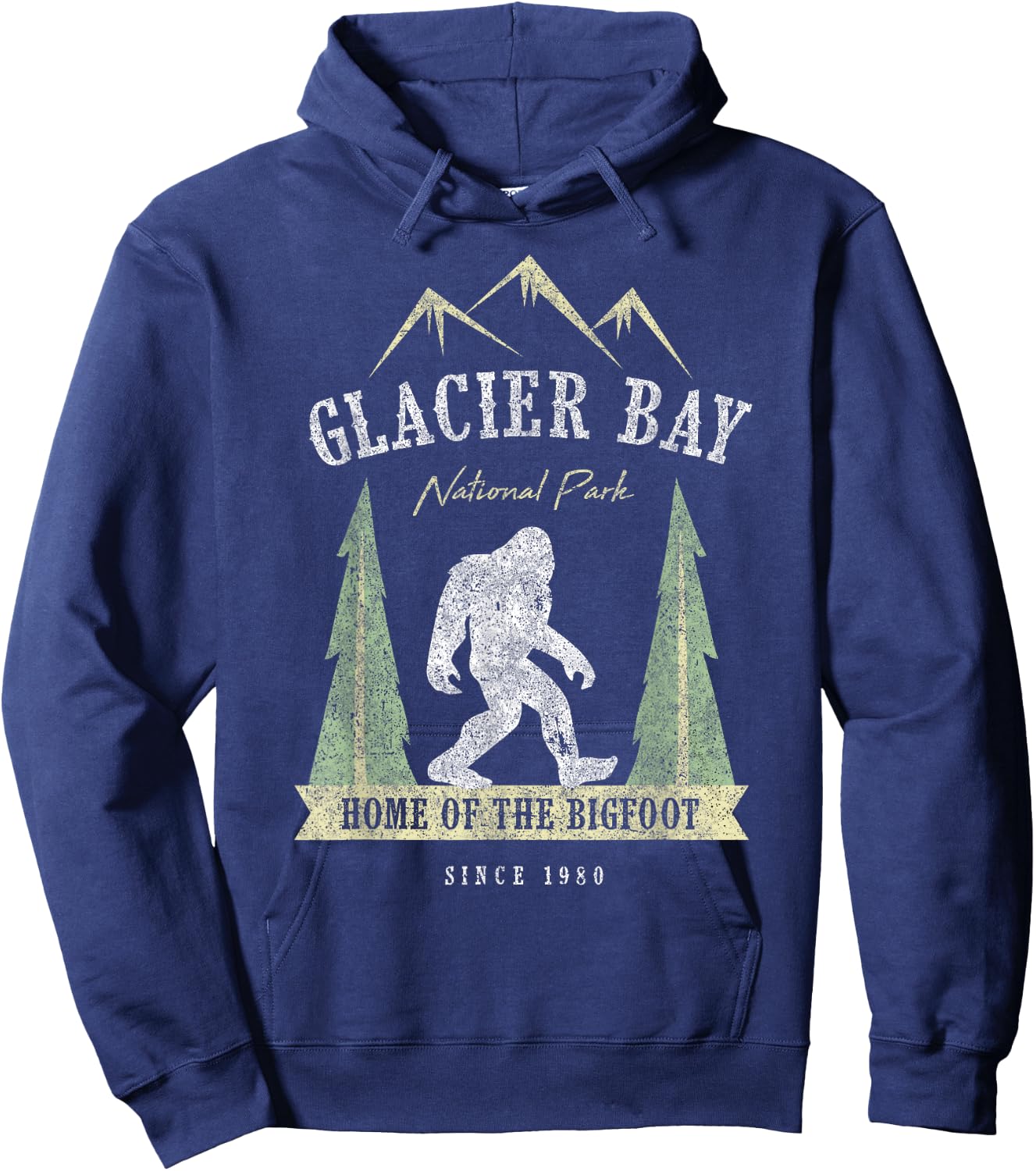 Glacier Bay National Park Shirt Vintage Bigfoot Alaska Gift Hoodie - Hoodie | Navy