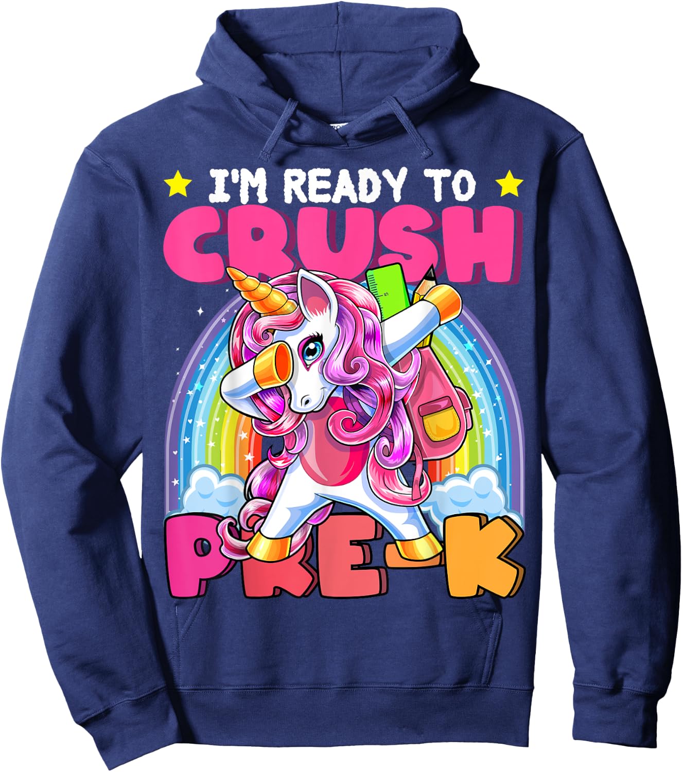 Crush Pre-K Dabbing Unicorn Back to School Girls Gift Hoodie - Hoodie | Navy