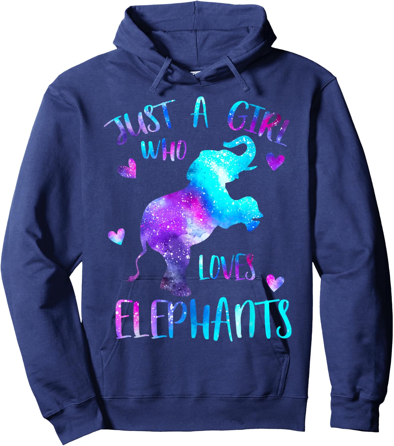 Just a Girl Who Loves Elephants Galaxy Space Elephant Lover Hoodie - Hoodie | Navy
