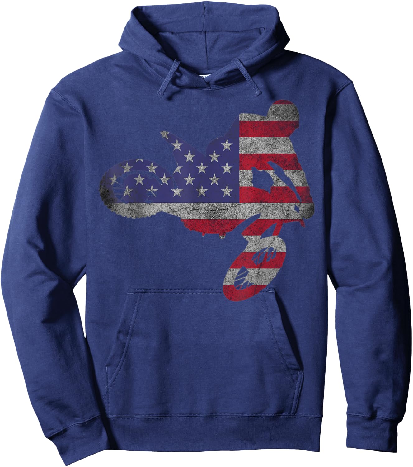 Dirt Bike American Flag | Motocross Enduro Shirt Women Girls Kids Men Hoodie - Hoodie | Navy