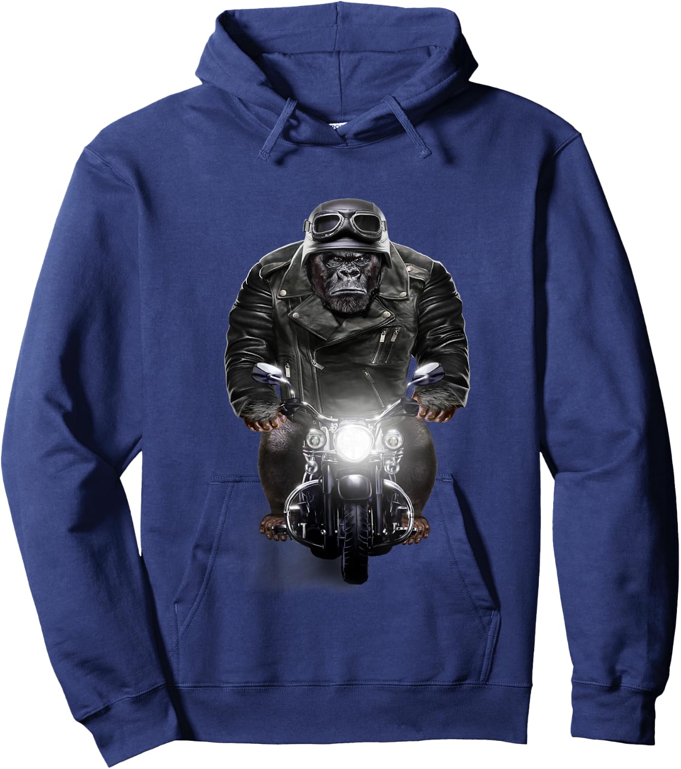 Biker Gorilla in Leather Jacket Ride Motorcycle Hoodie - Hoodie | Navy
