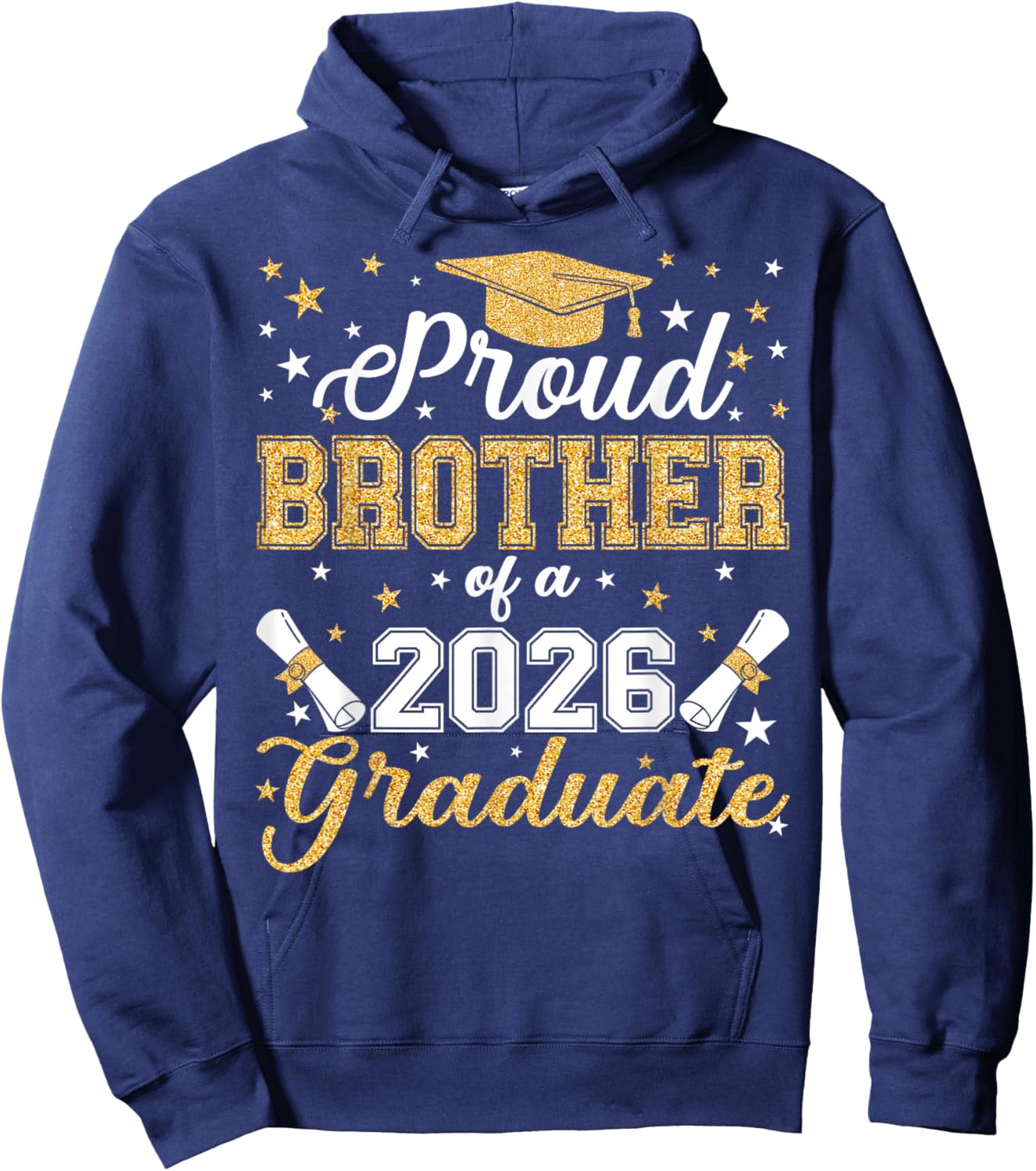 Proud Brother of A Class of 2026 Graduate Senior Graduation Hoodie - Hoodie | Navy
