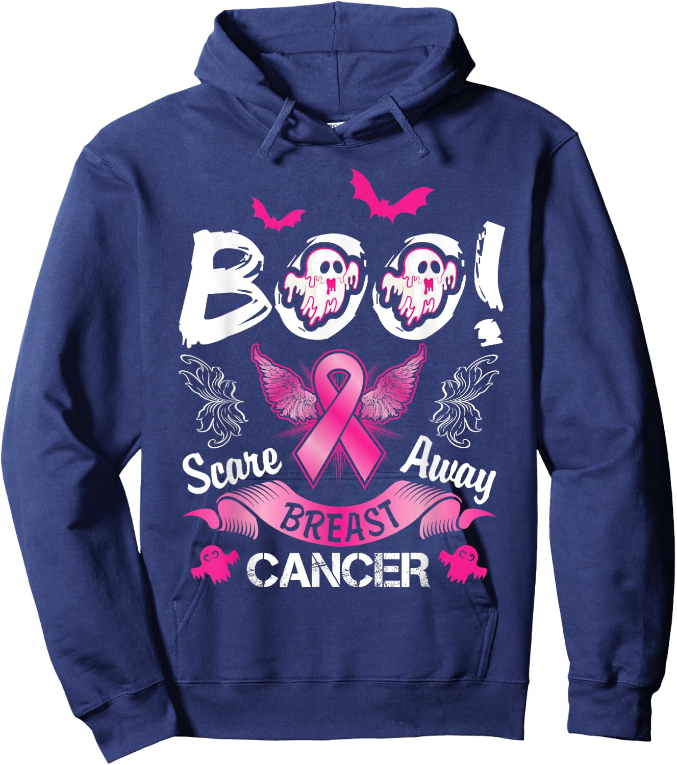 Scare away Breast Cancer, Funny Halloween Hoodie - Hoodie | Navy