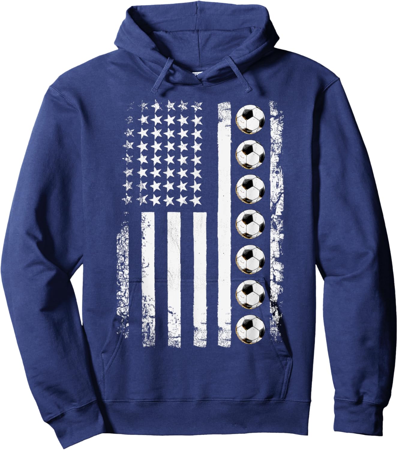 American Flag Soccer Apparel - Vintage Soccer Hoodie - Hoodie | Navy