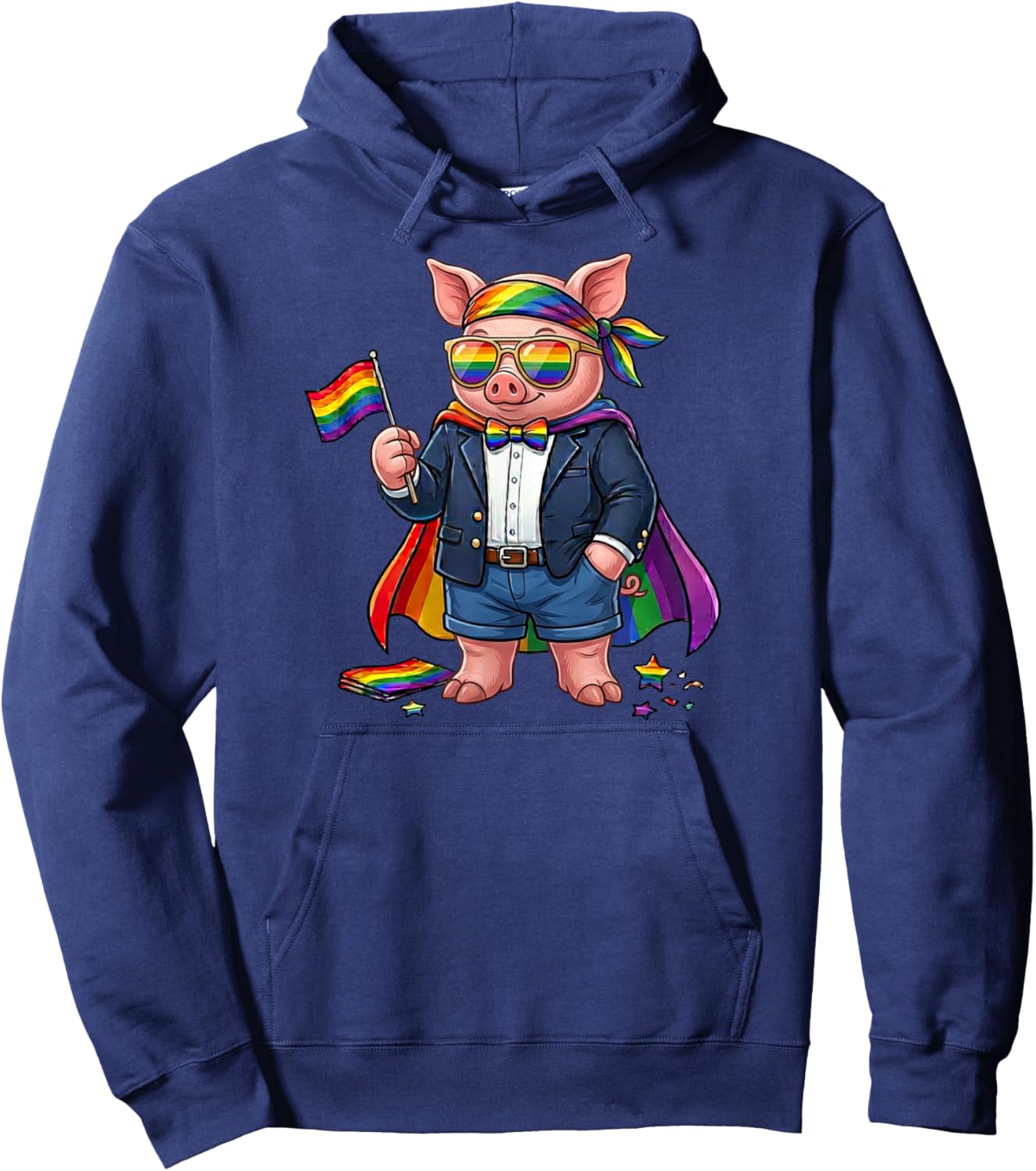Funny Pig LGBT Rainbow Lesbian Gay Pride Women Men Hoodie - Hoodie | Navy