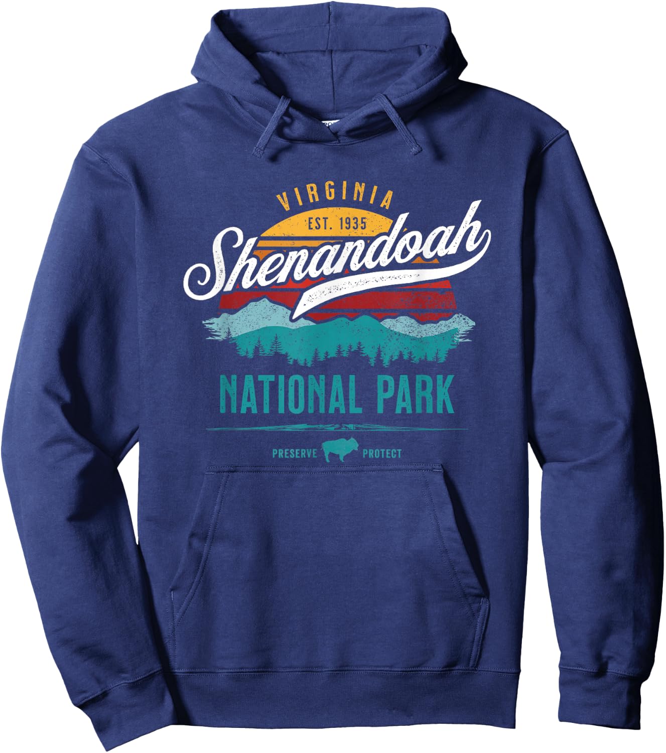Vintage Shenandoah National Virginia USA Park Hiking Camping Hoodie - Hoodie | Navy