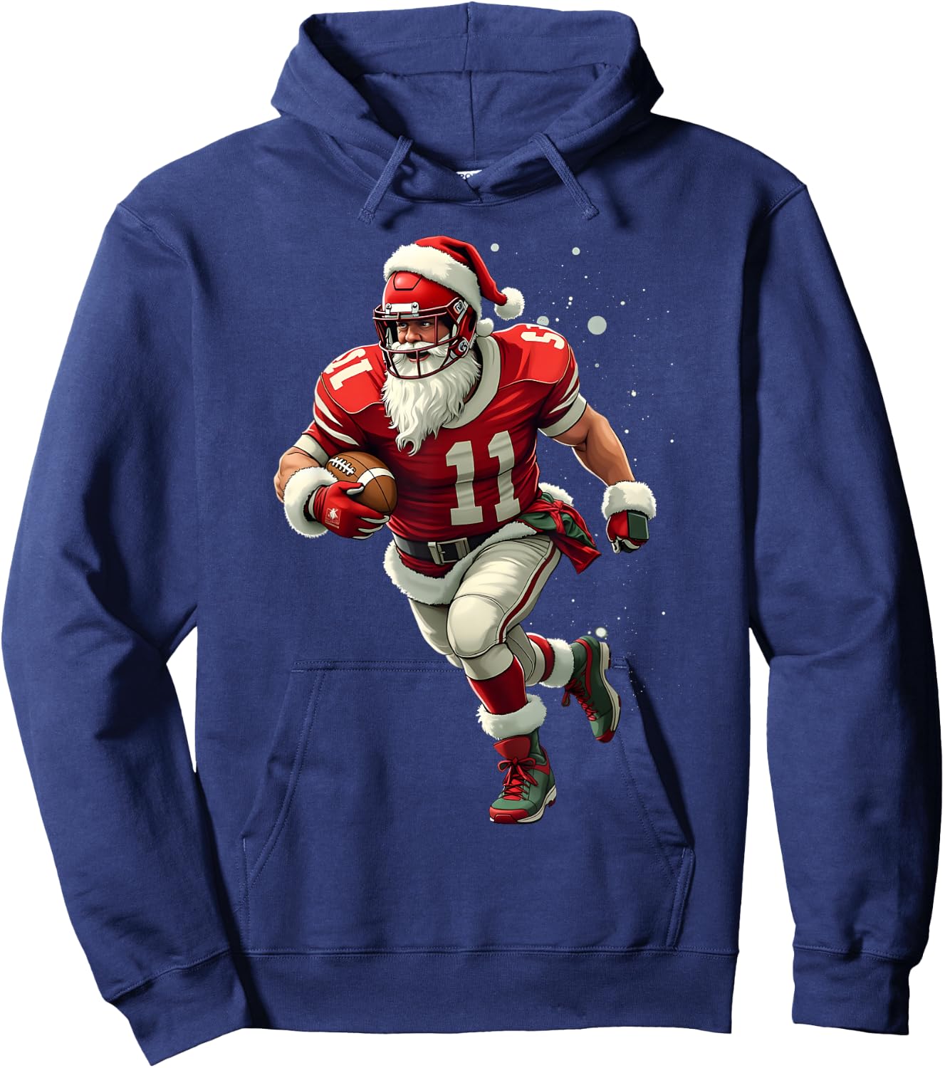 Santa Sports Christmas Football Player Boys Hoodie - Hoodie | Navy