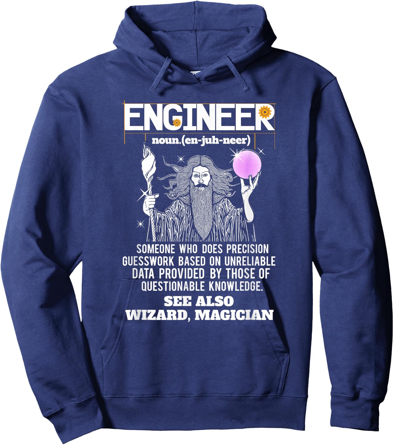 Engineer Funny Mechanical Civil Engineering Wizard T Shirt Hoodie - Hoodie | Navy
