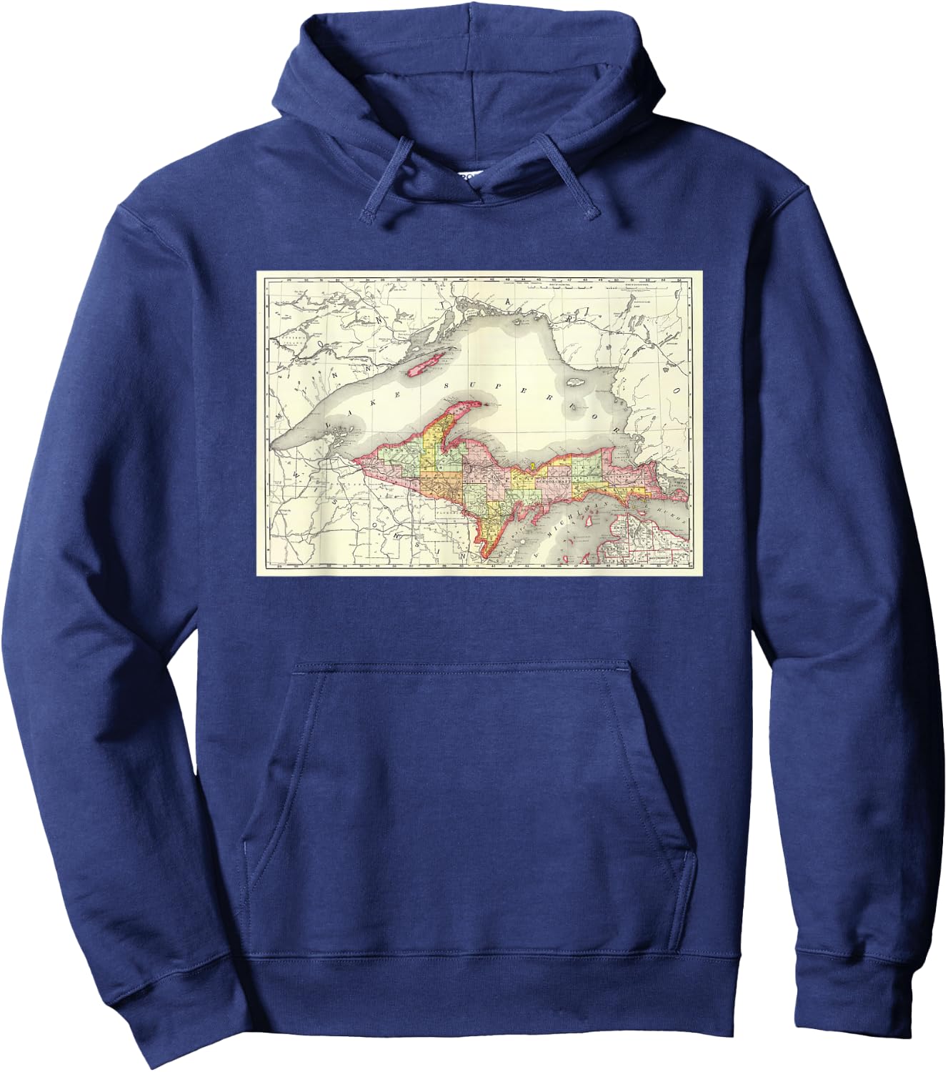 Michigan Upper Peninsula Map Hoodie - Hoodie | Navy