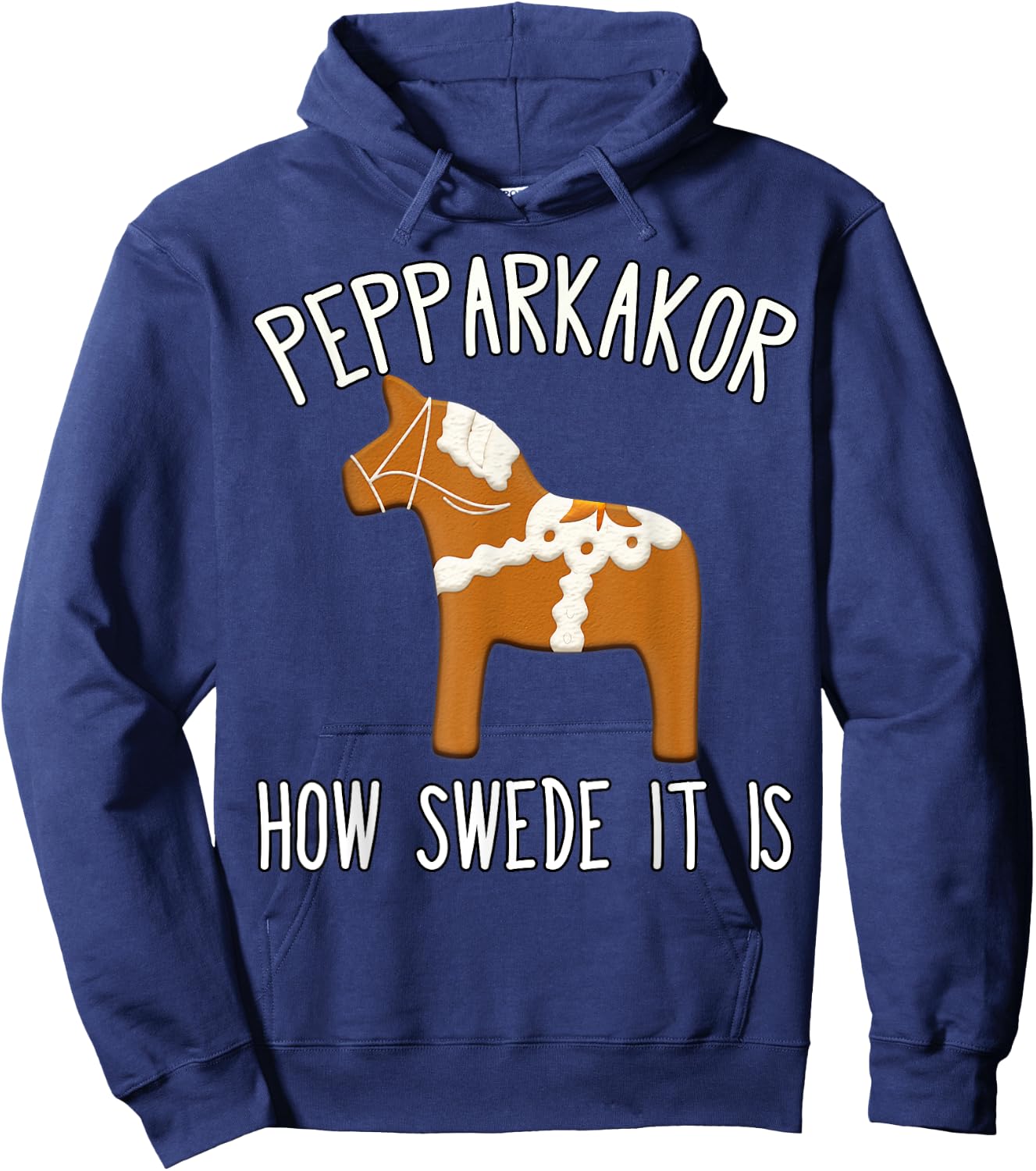 Pepparkakor How Swede it is Christmas Cookies Dala Horse Hoodie - Hoodie | Navy