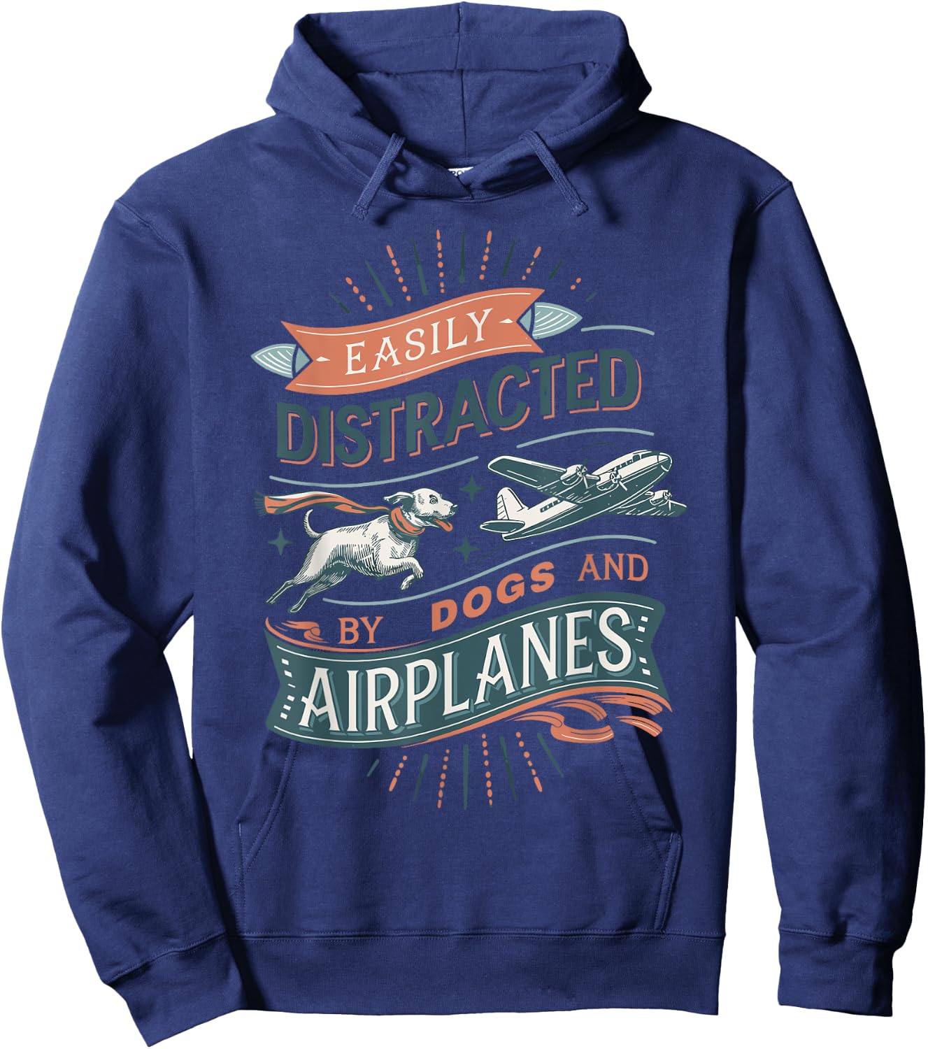 Easily Distracted by Dogs and Airplanes Hoodie - Hoodie | Navy
