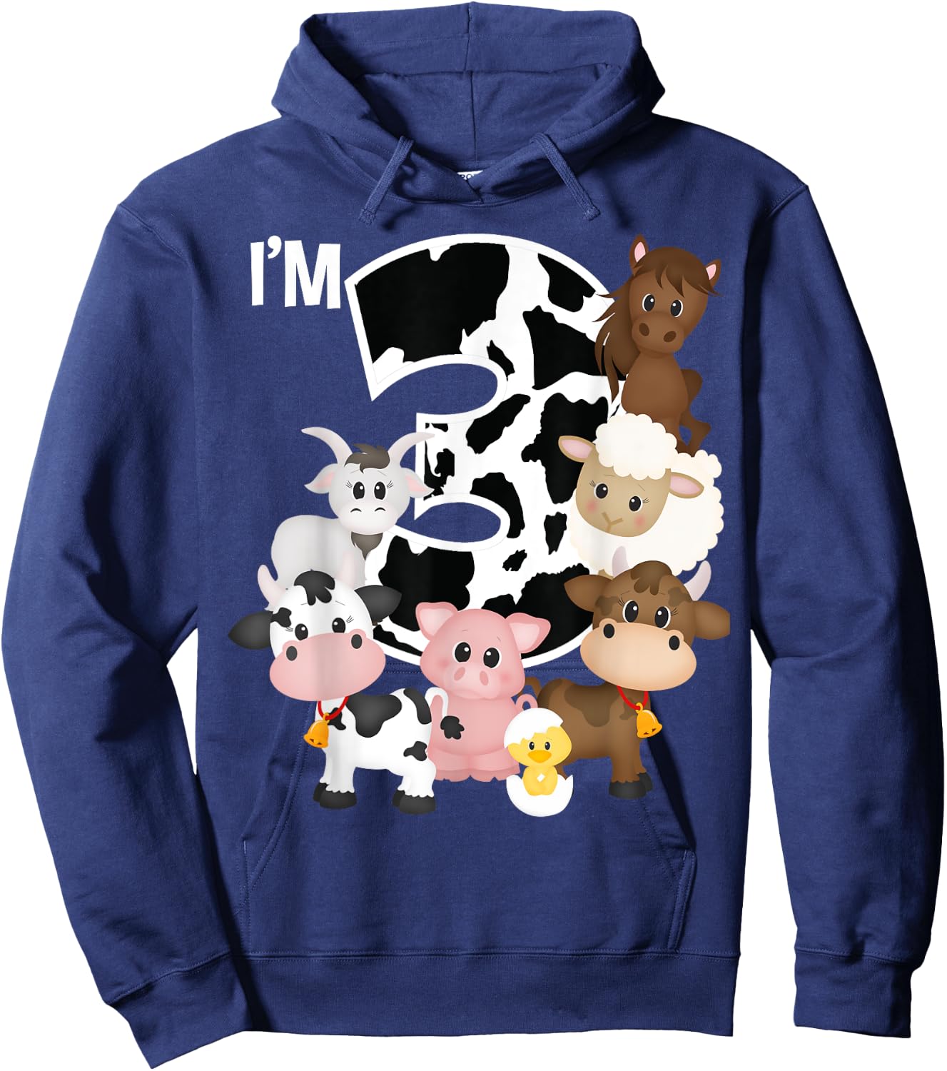 Farm Animals Barnyard Farm House 3rd Birthday Party Supply Hoodie - Hoodie | Navy