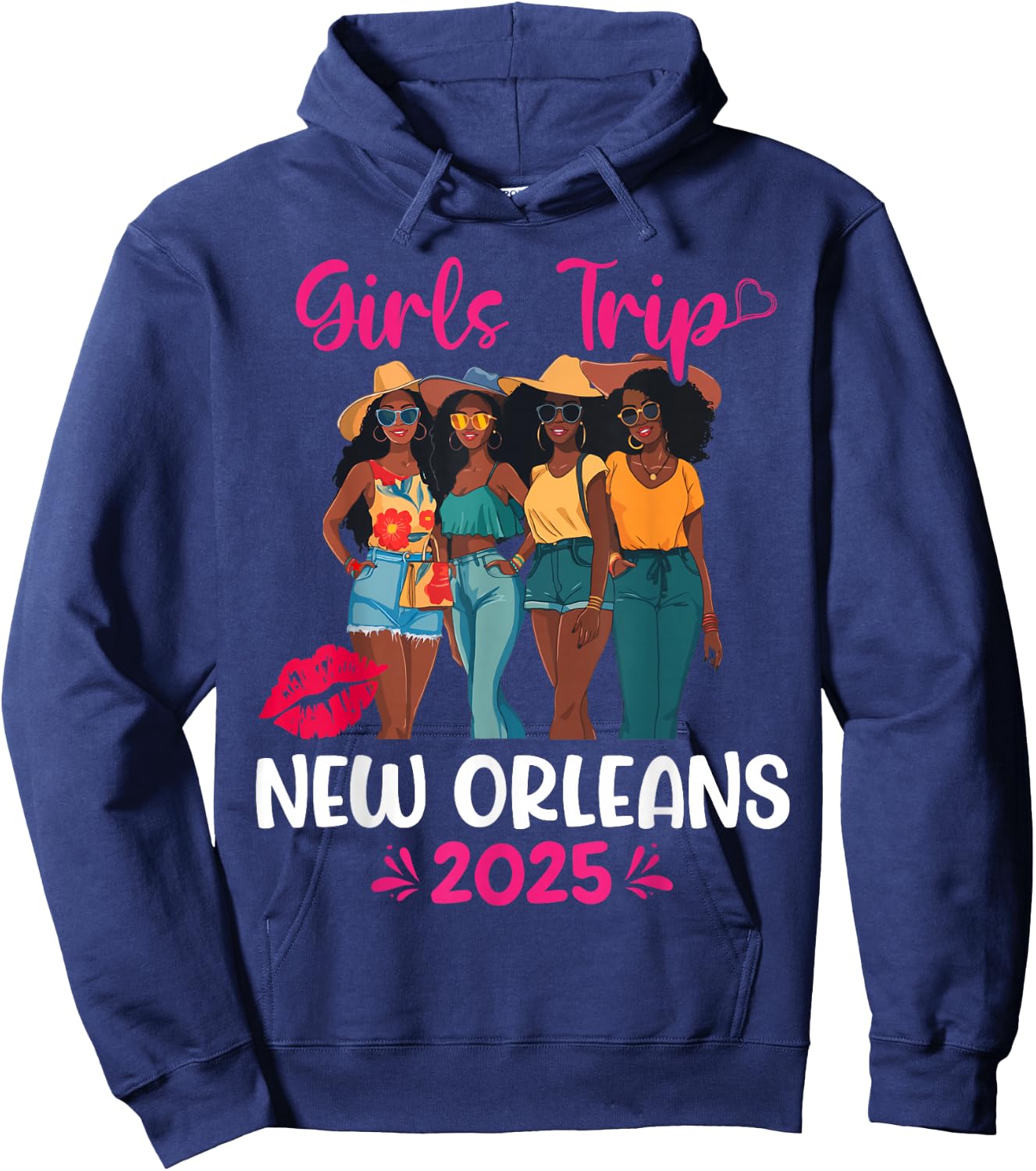 Black Girls Trip New Orleans 2025 Vacation Matching Hoodie - Hoodie | Navy