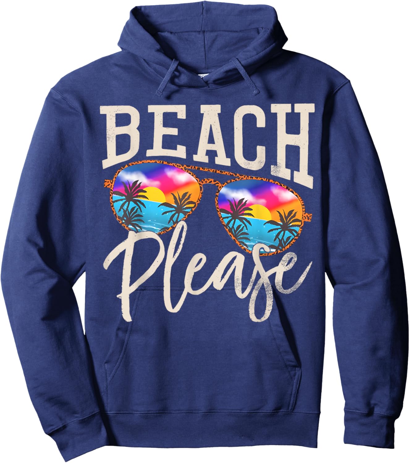 Vintage Beach Please Sunglasses Summer Beach Vacation Hoodie - Hoodie | Navy