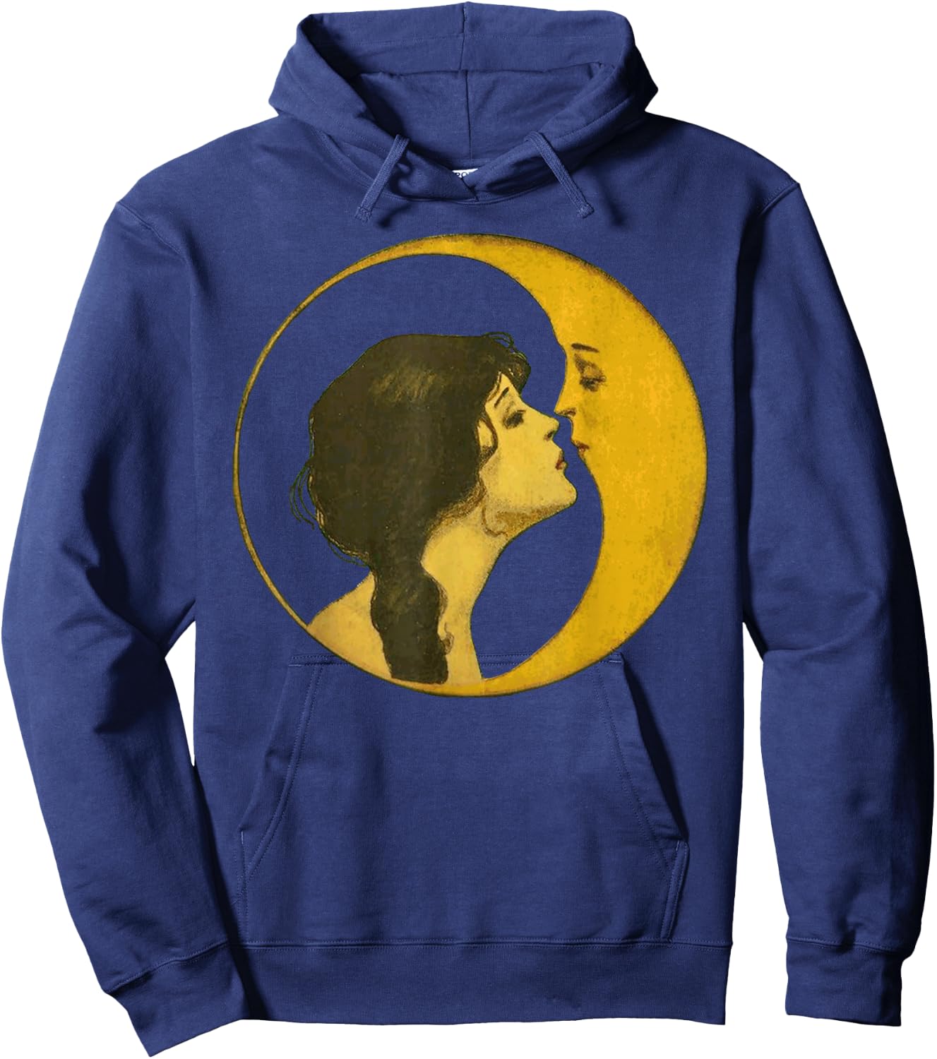 Kiss the Man On The Moon Vintage Art Celestial Gift Hoodie - Hoodie | Navy