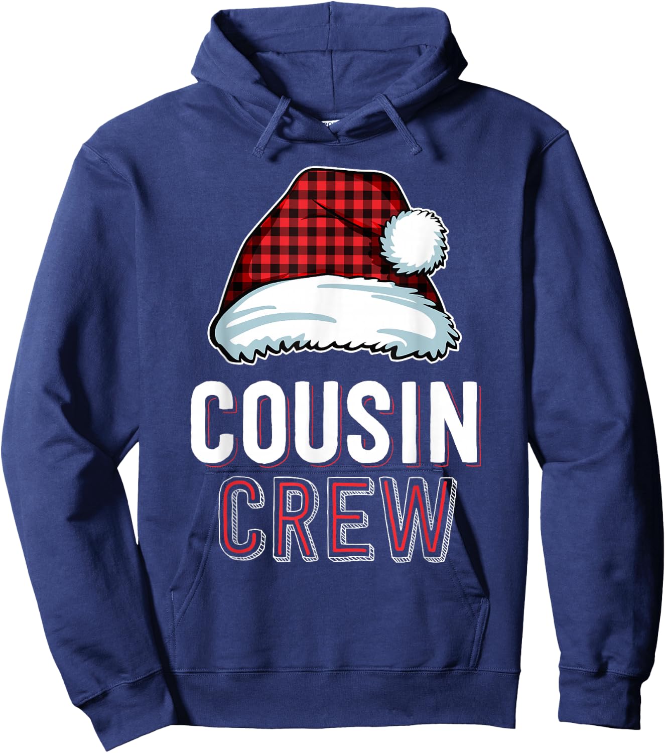 Cousin Crew Red Buffalo Plaid Family Matching Christmas Hoodie - Hoodie | Navy