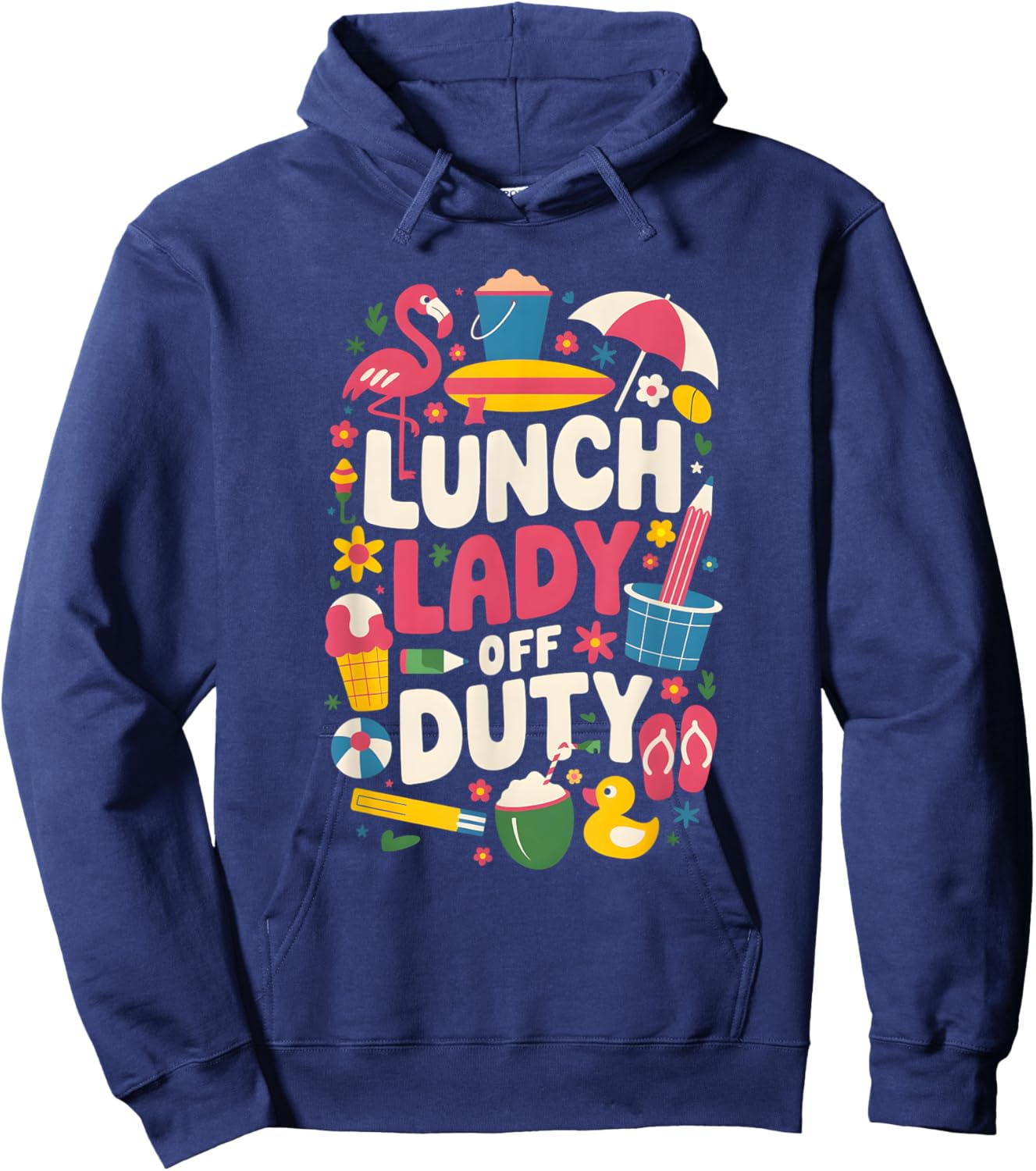 Lunch Lady Summer Vacation Vintage Retro Funny School Humor Hoodie - Hoodie | Navy
