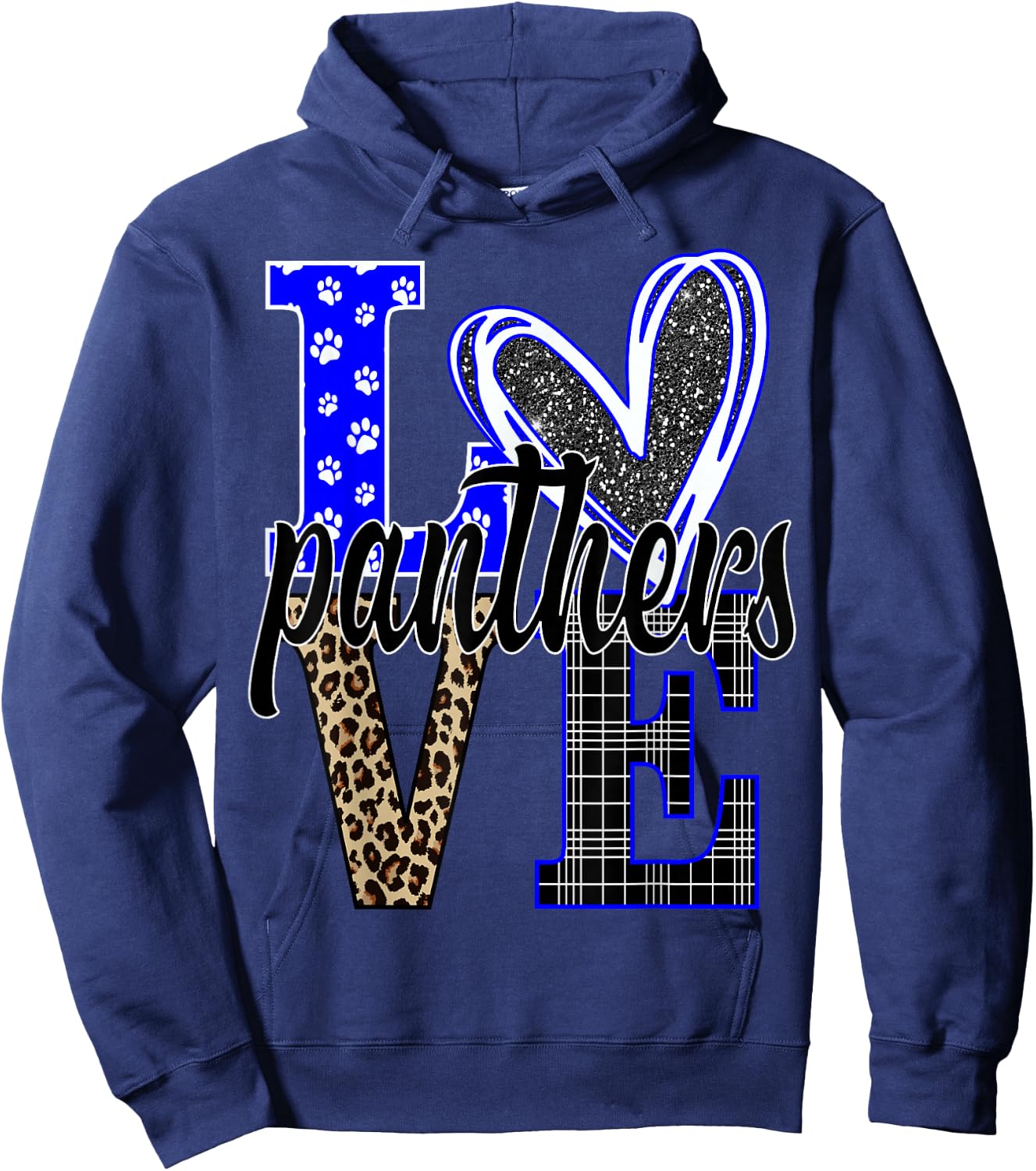 School Spirit Panthers Panther Pride Baseball Mom Hoodie - Hoodie | Navy
