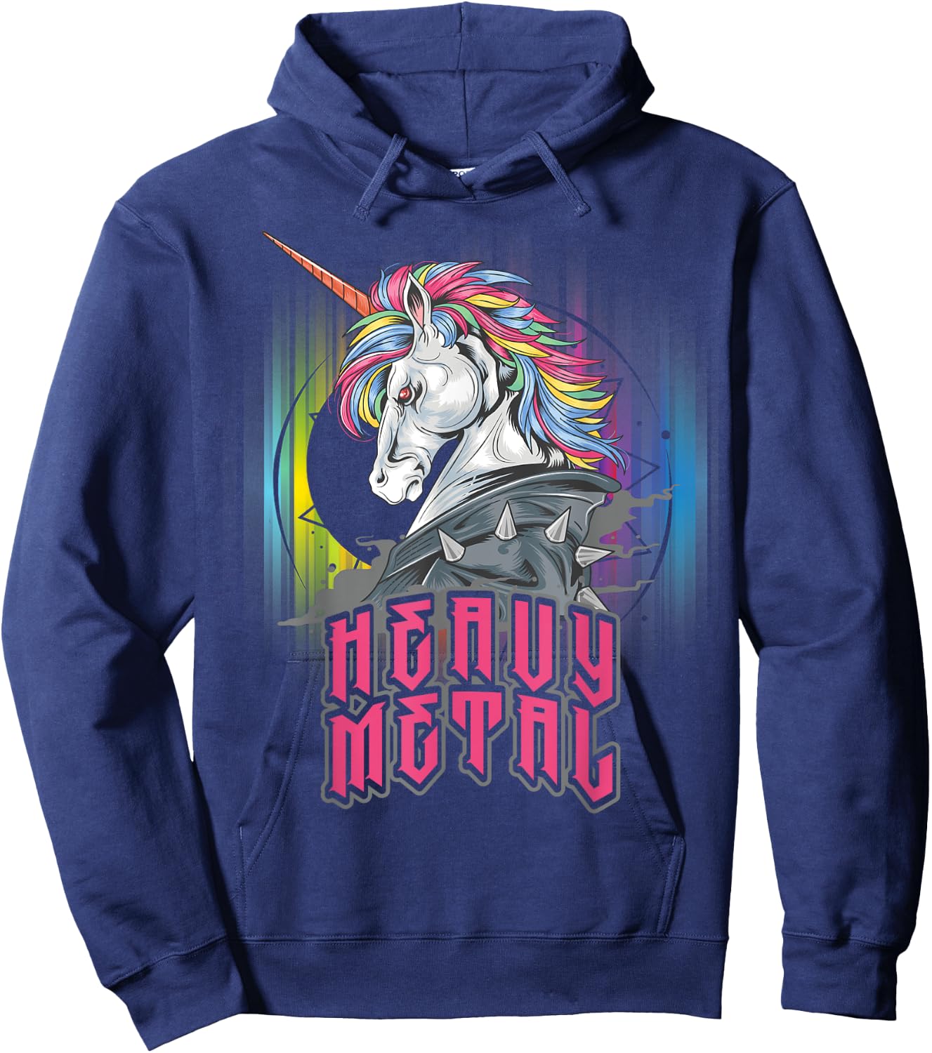 Funny Heavy Metal Unicorn Design Woman Kids Hoodie - Hoodie | Navy