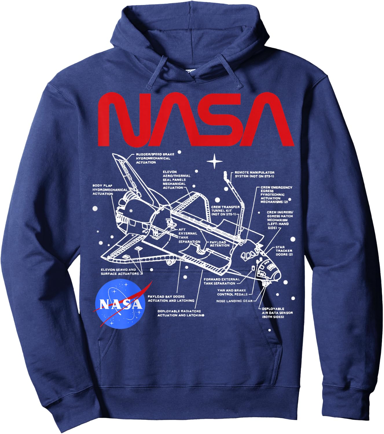 NASA Space Shuttle Schematic Layout Hoodie - Hoodie | Navy