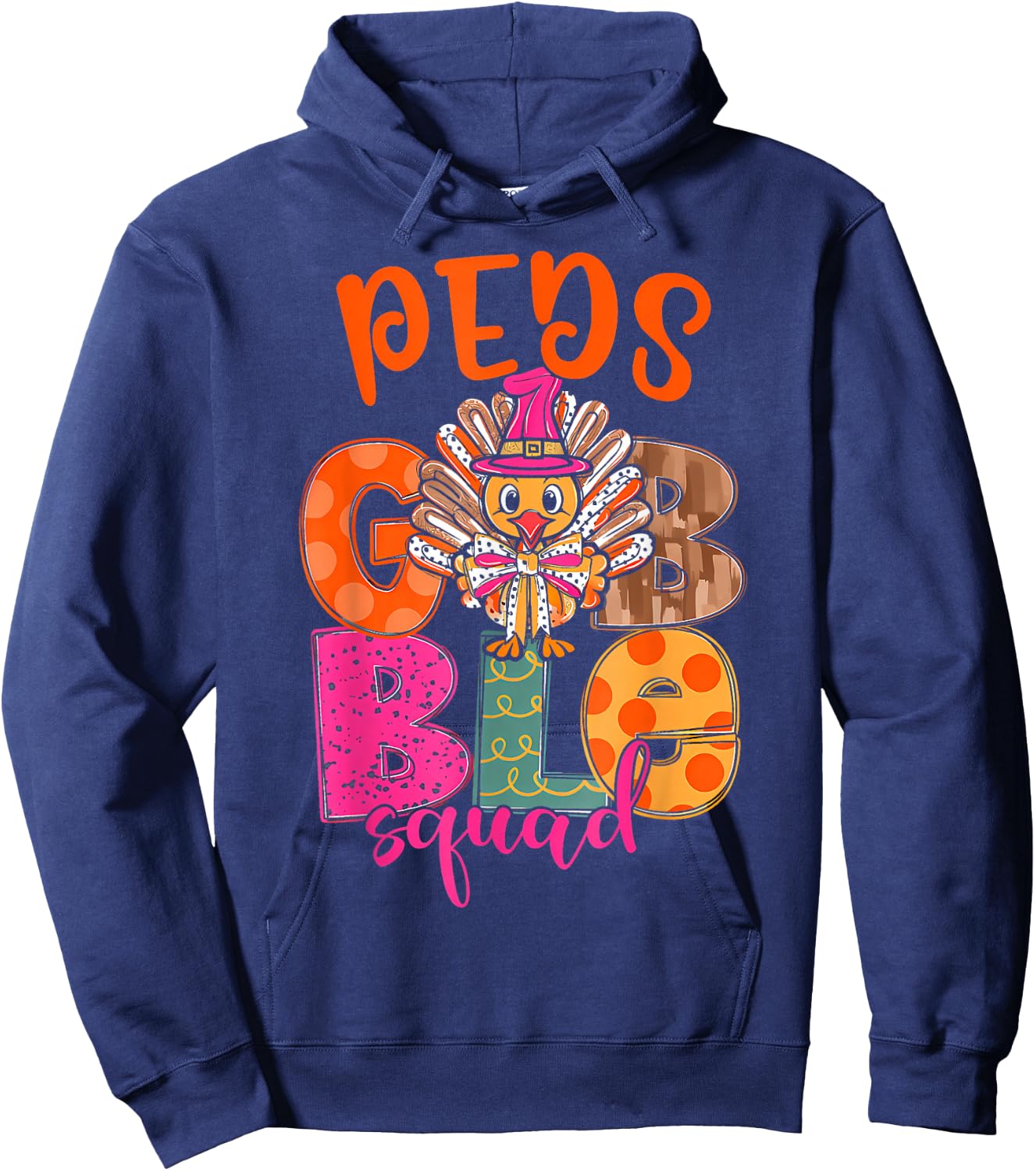 Pediatric Gobble Squad Thanksgiving Turkey Pediatric Nurse Hoodie - Hoodie | Navy