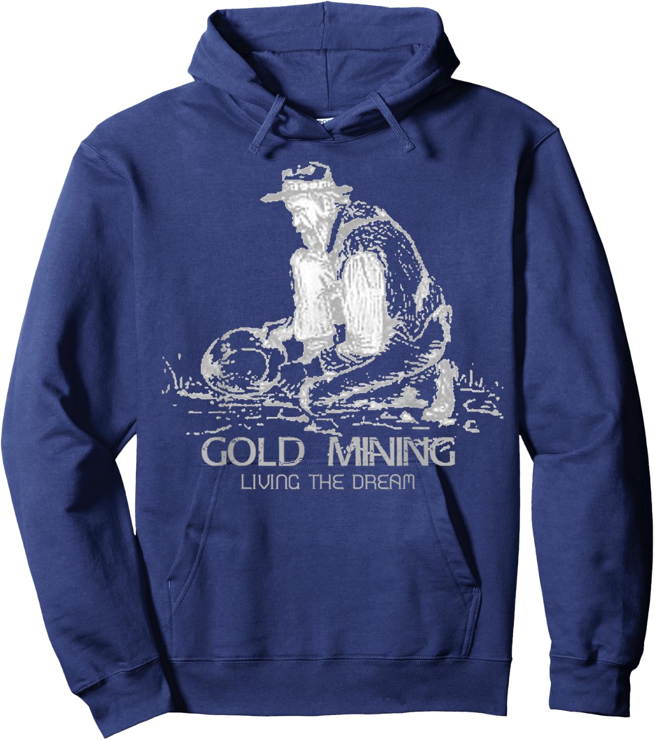 Vintage Gold Mining Living The Dream Retro Miner Sluicing Hoodie - Hoodie | Navy