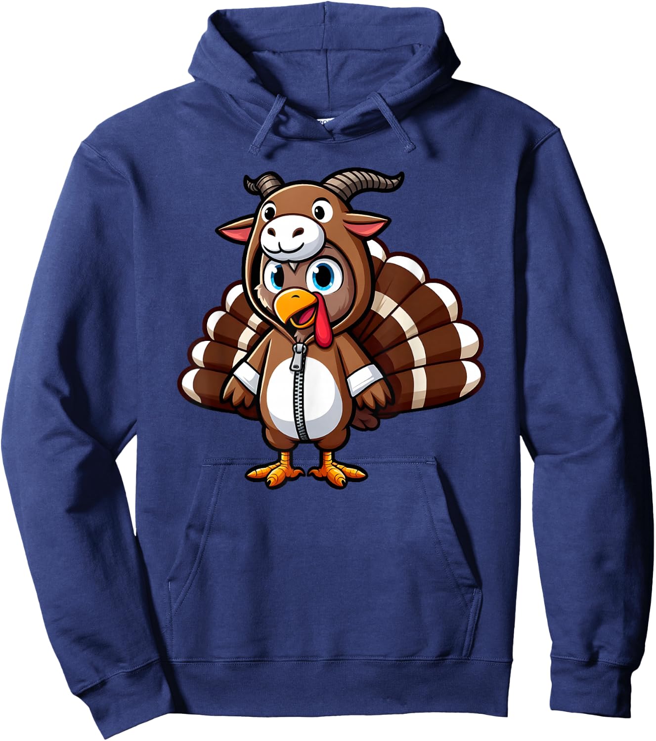 Turkey Costume Goat Funny Thanksgiving Turkey Women Men Hoodie - Hoodie | Navy