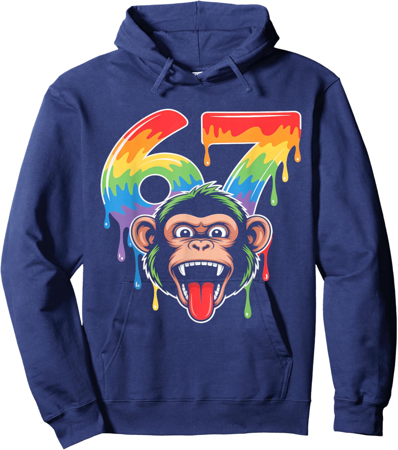 67 Monkey Meme Funny Six Seven Alpha Slang Hoodie - Hoodie | Navy