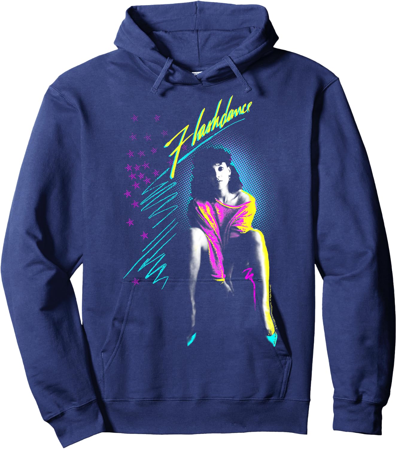 Flashdance Alex Owens Neon Title Logo Hoodie - Hoodie | Navy