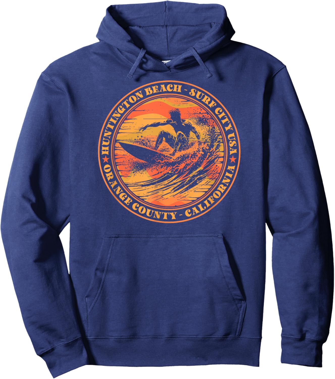 Cool Surf City USA, Huntington Beach, California Surfer Vibe Hoodie - Hoodie | Navy