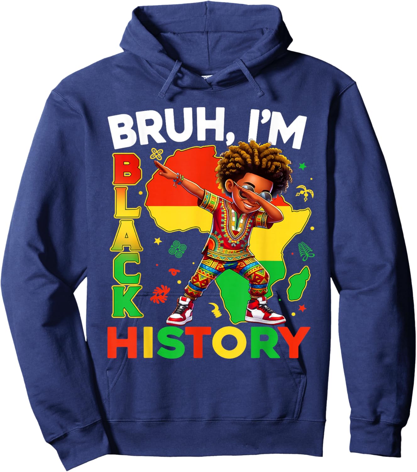 I Am Black History Month Dabbing Afro African Men Boys Kids Hoodie - Hoodie | Navy