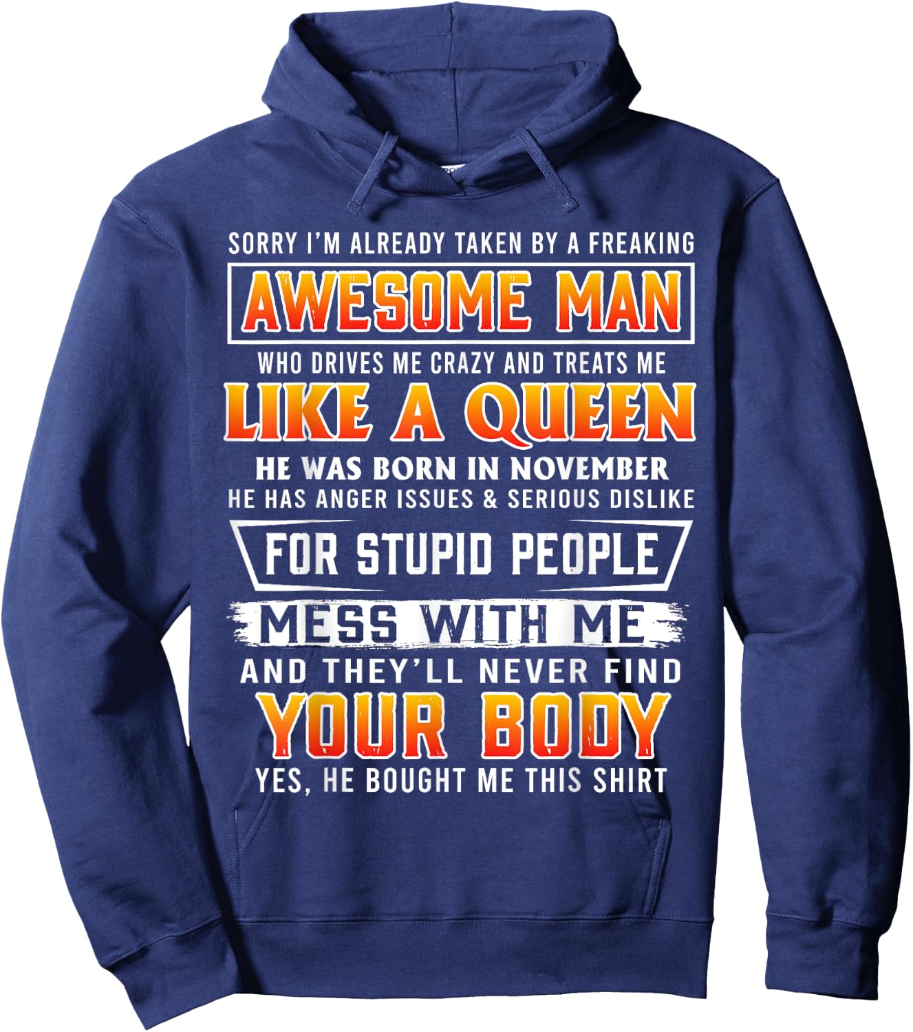 Sorry I'm Already Taken By A November Awesome Man Hoodie - Hoodie | Navy