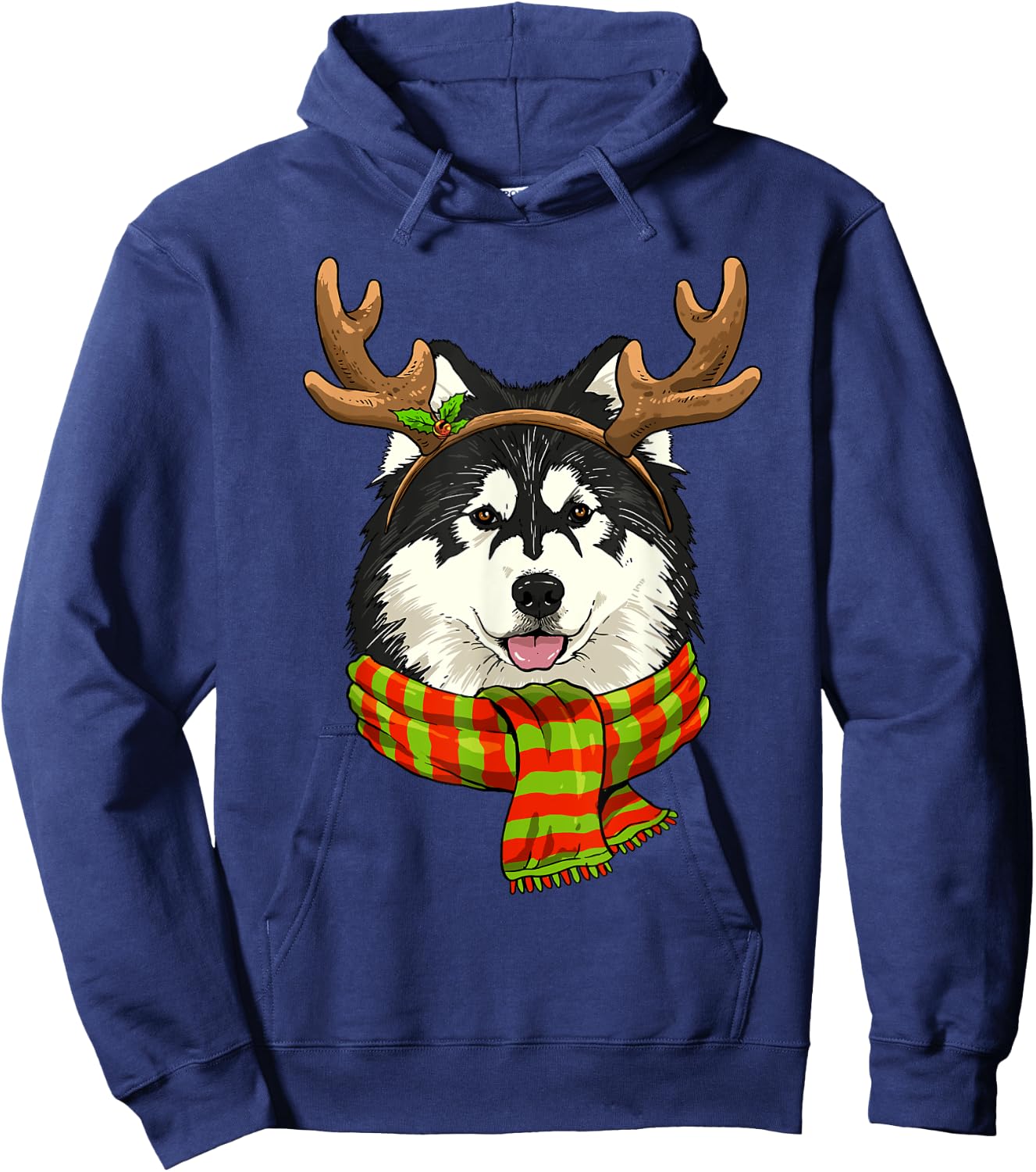 Alaskan Malamute Reindeer Christmas Shirt Xmas Pet Dog Lover Hoodie - Hoodie | Navy