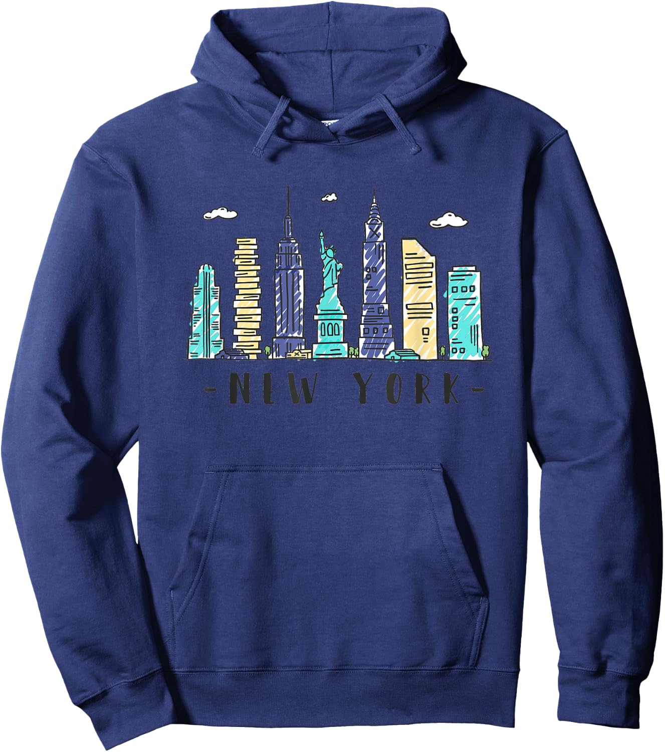 New York Skyline NYC NY City USA America Souvenir Gift Hoodie - Hoodie | Navy