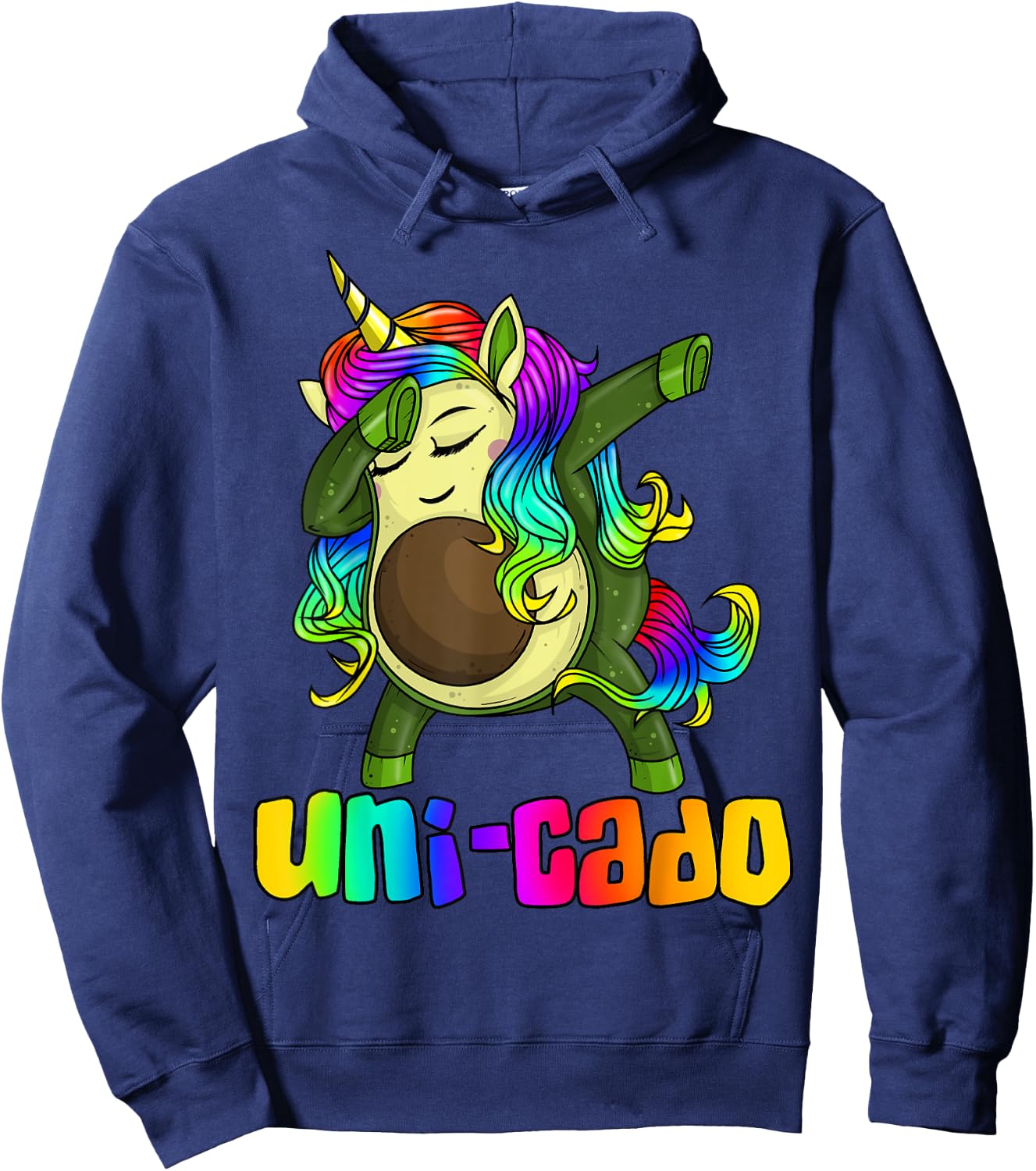 Uni Cado Dabbing Unicorn Avocado Rainbow Girl Birthday Gift Hoodie - Hoodie | Navy